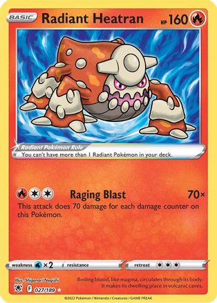 Radiant Heatran 027/189 - SWSH10 Astral Radiance Holofoil