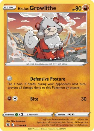 Hisuian Growlithe 070/189 - SWSH10 Astral Radiance