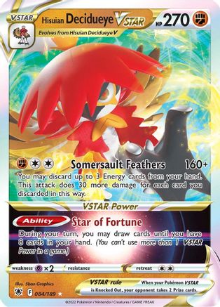 Hisuian Decidueye VSTAR 084/189 - SWSH10 Astral Radiance Holofoil