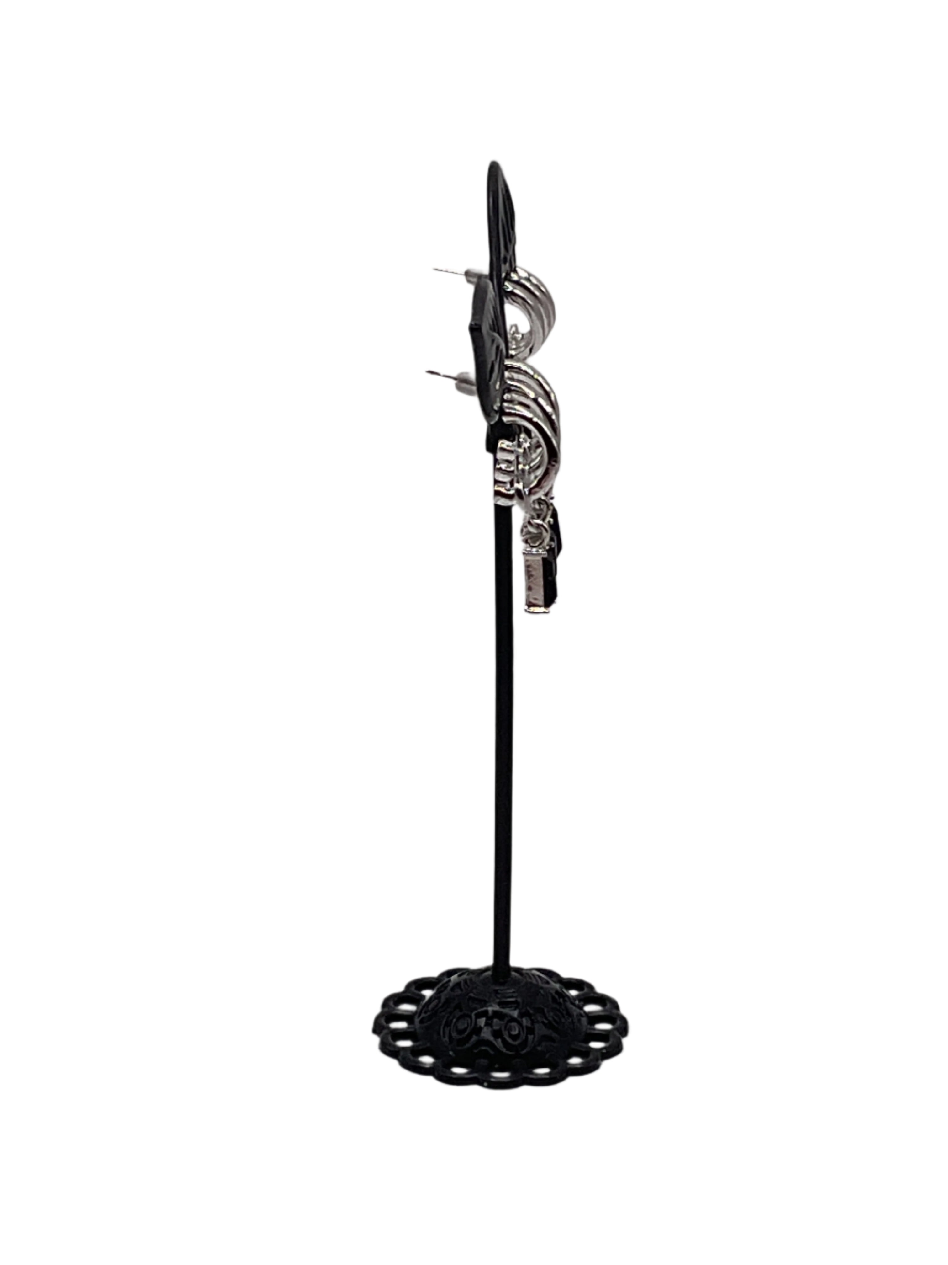 Black Dangling Gem Earrings