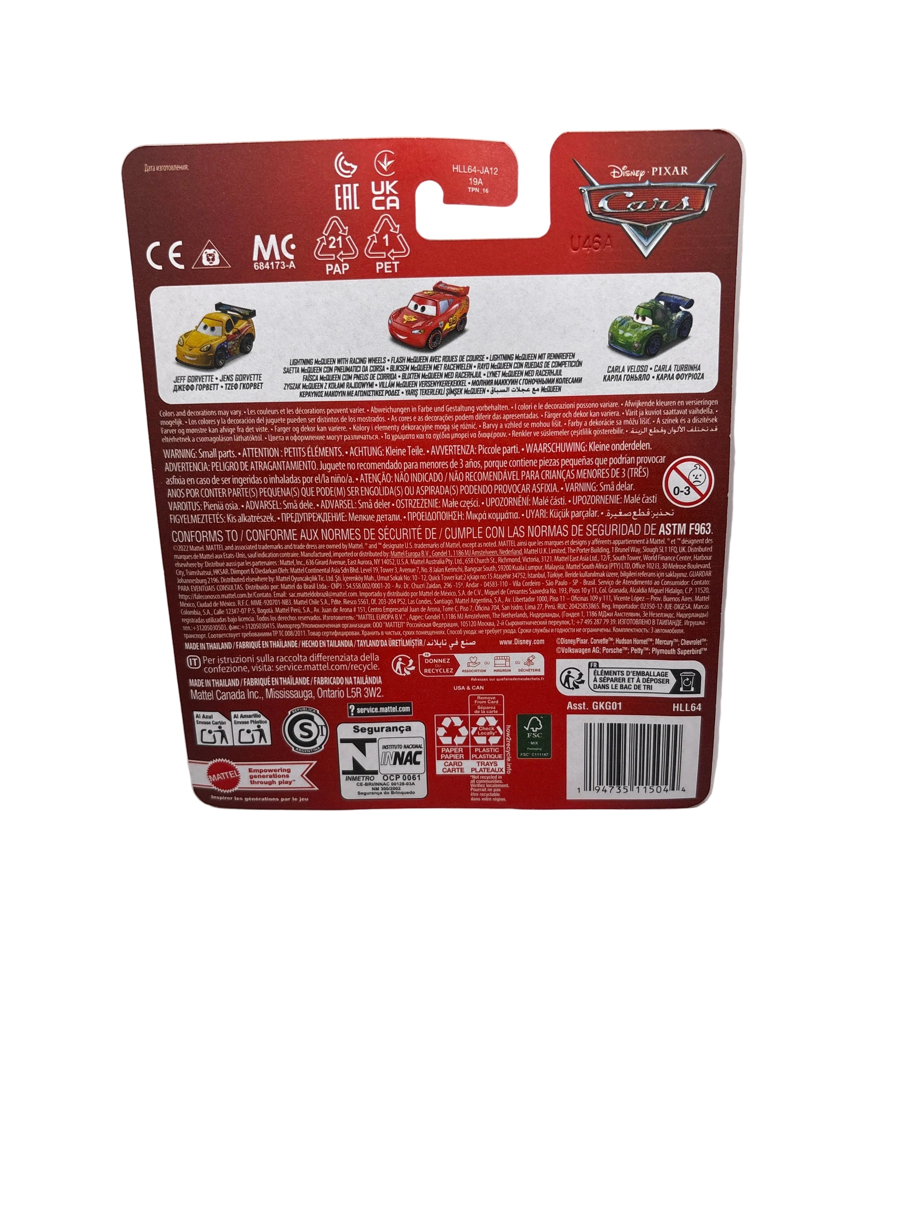 Disney Pixar Cars Jeff Corvette Lightning McQueen With Racing Wheels Carla Veloso Diecast  multi color