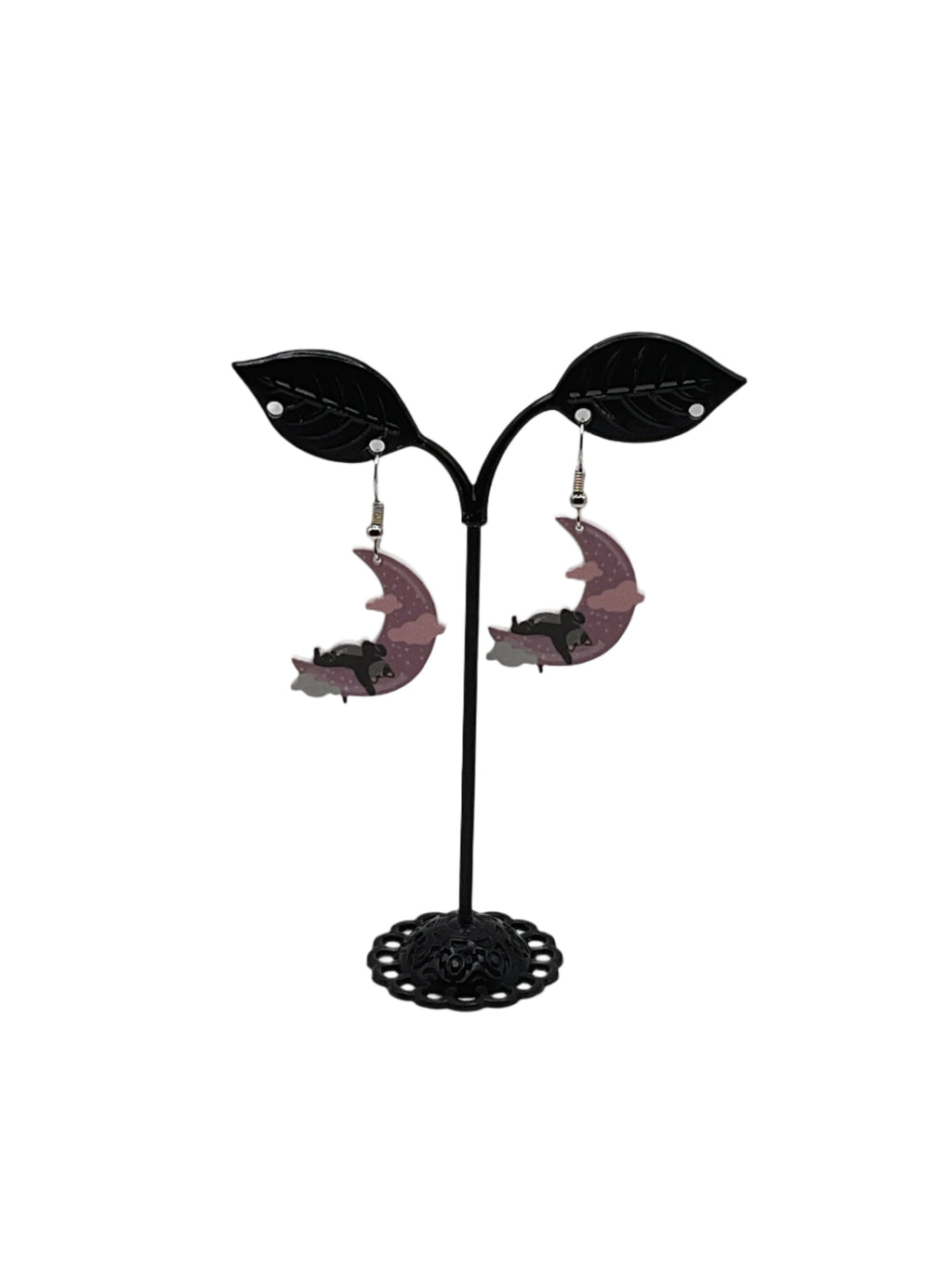 Cat on moon Earrings