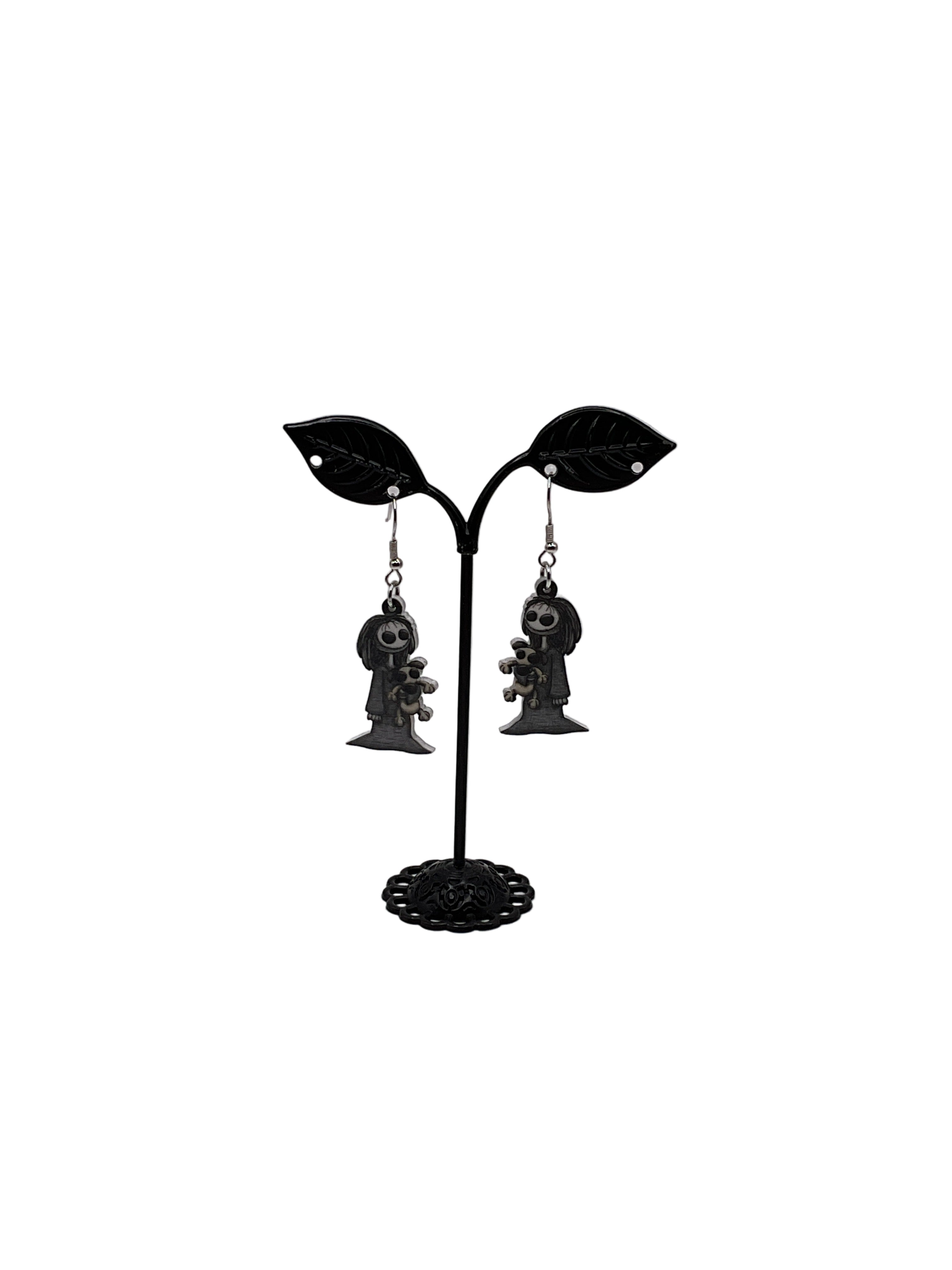 skeleton girl earrings