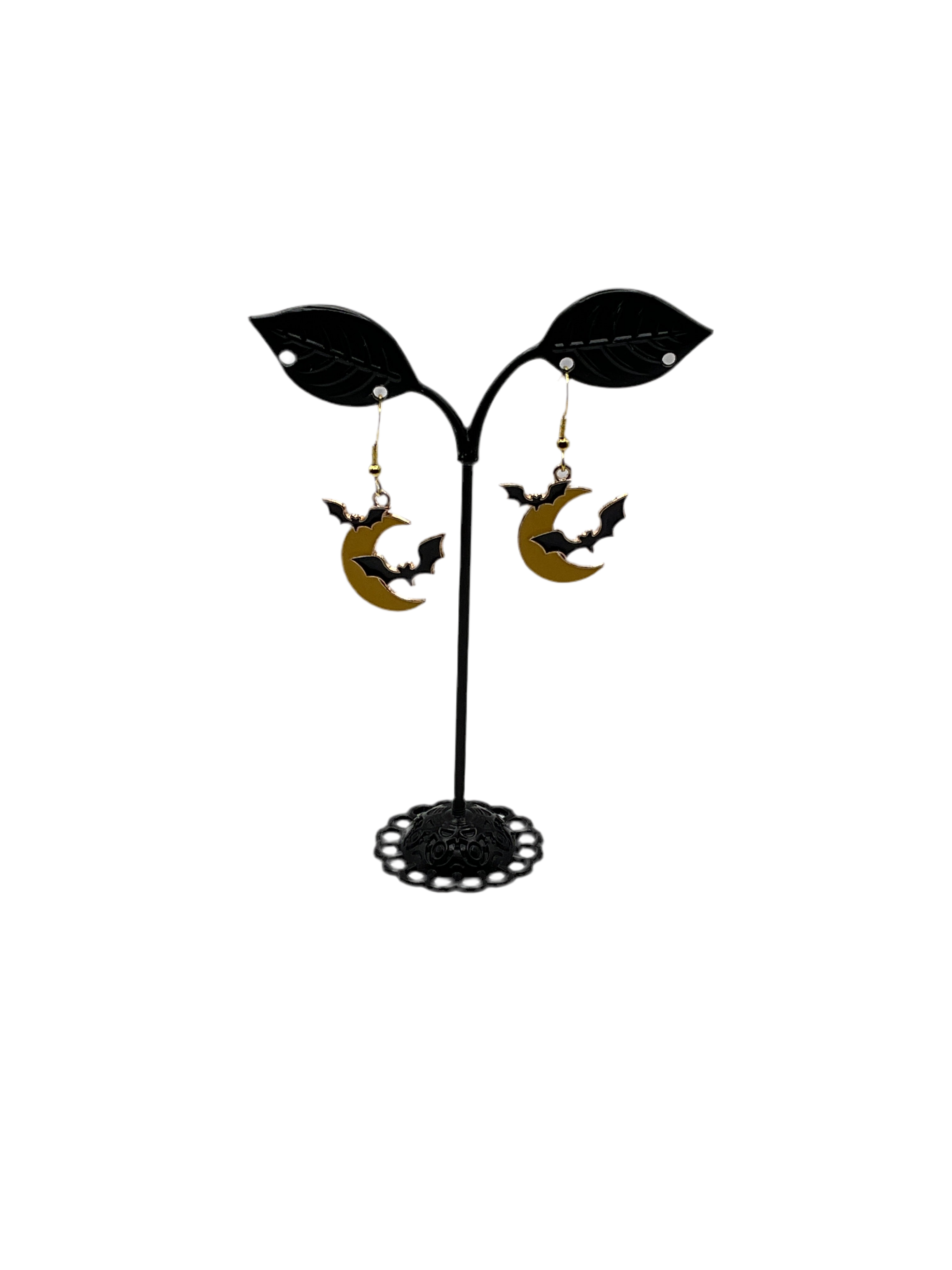 Moon With Bats Earrings