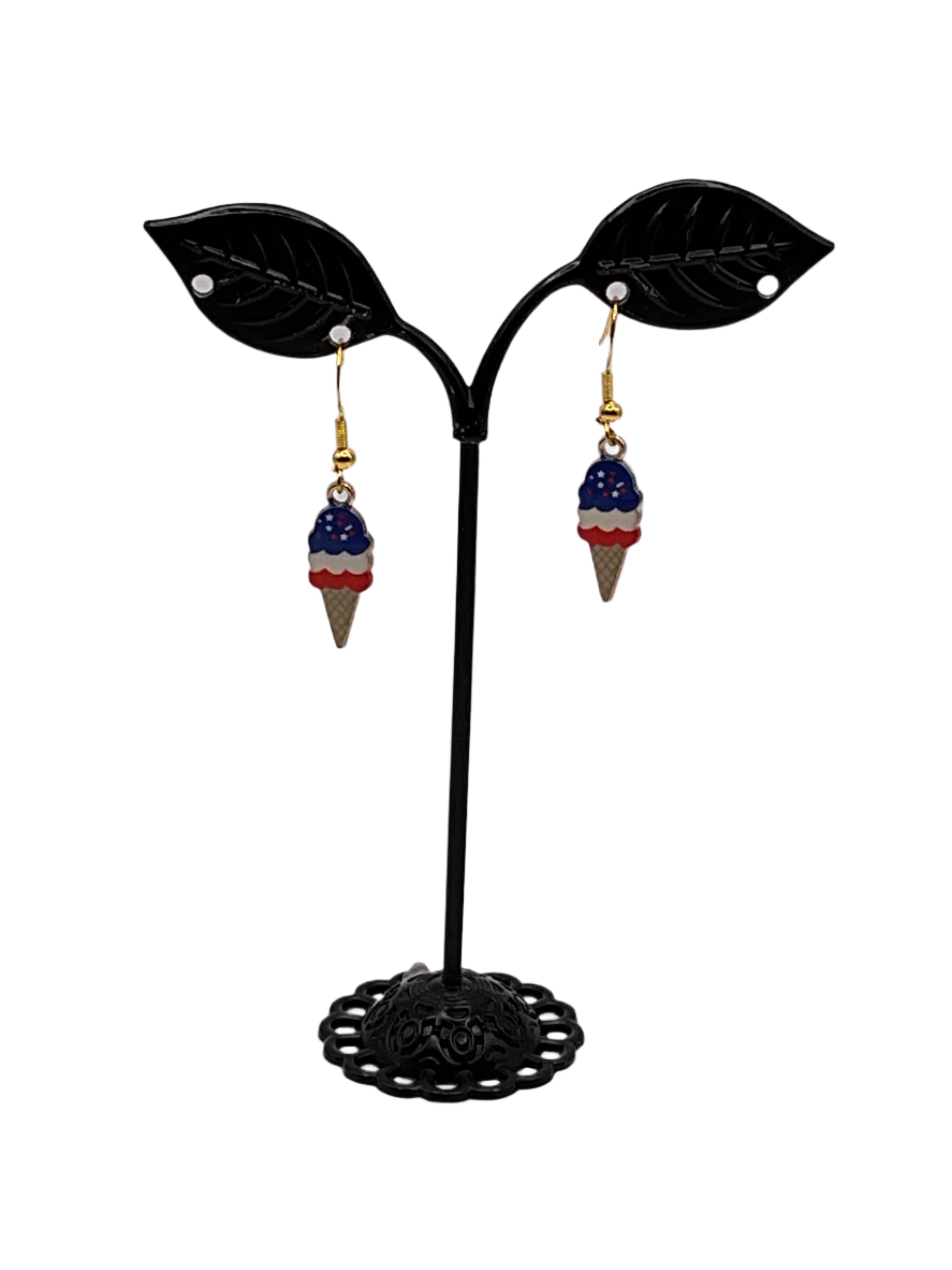 Americana Ice Cream Cone Earrings