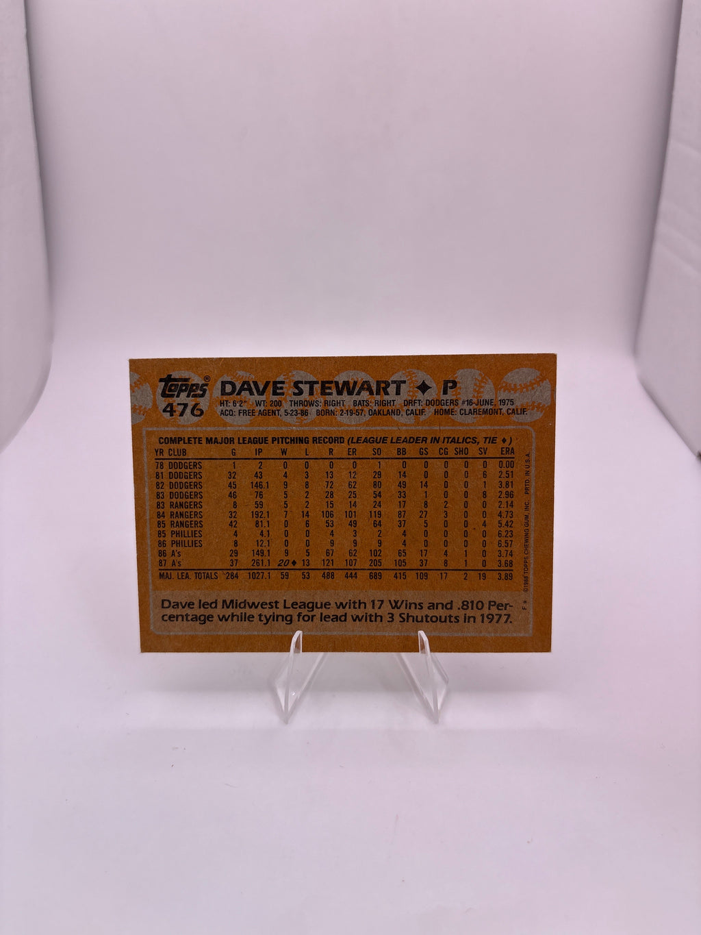 Topps Dave Stewart