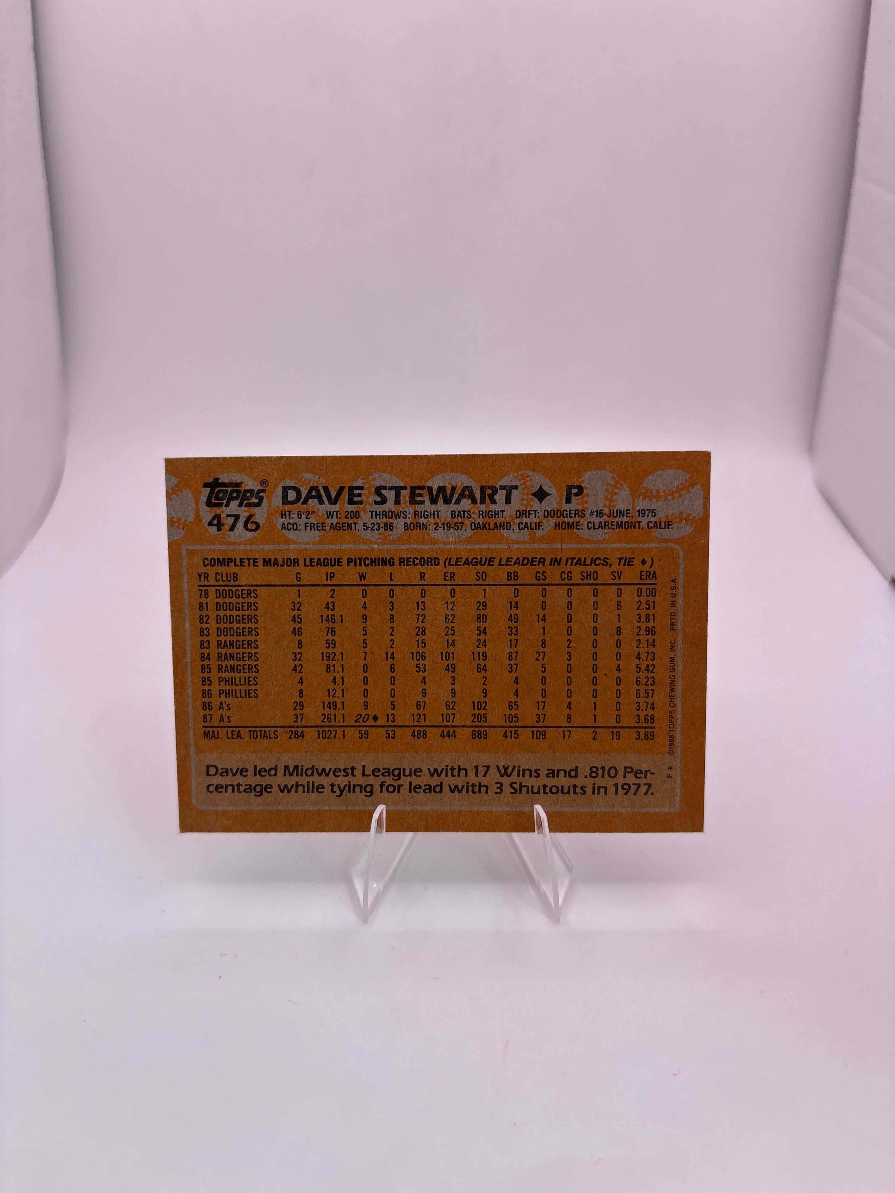 Topps Dave Stewart