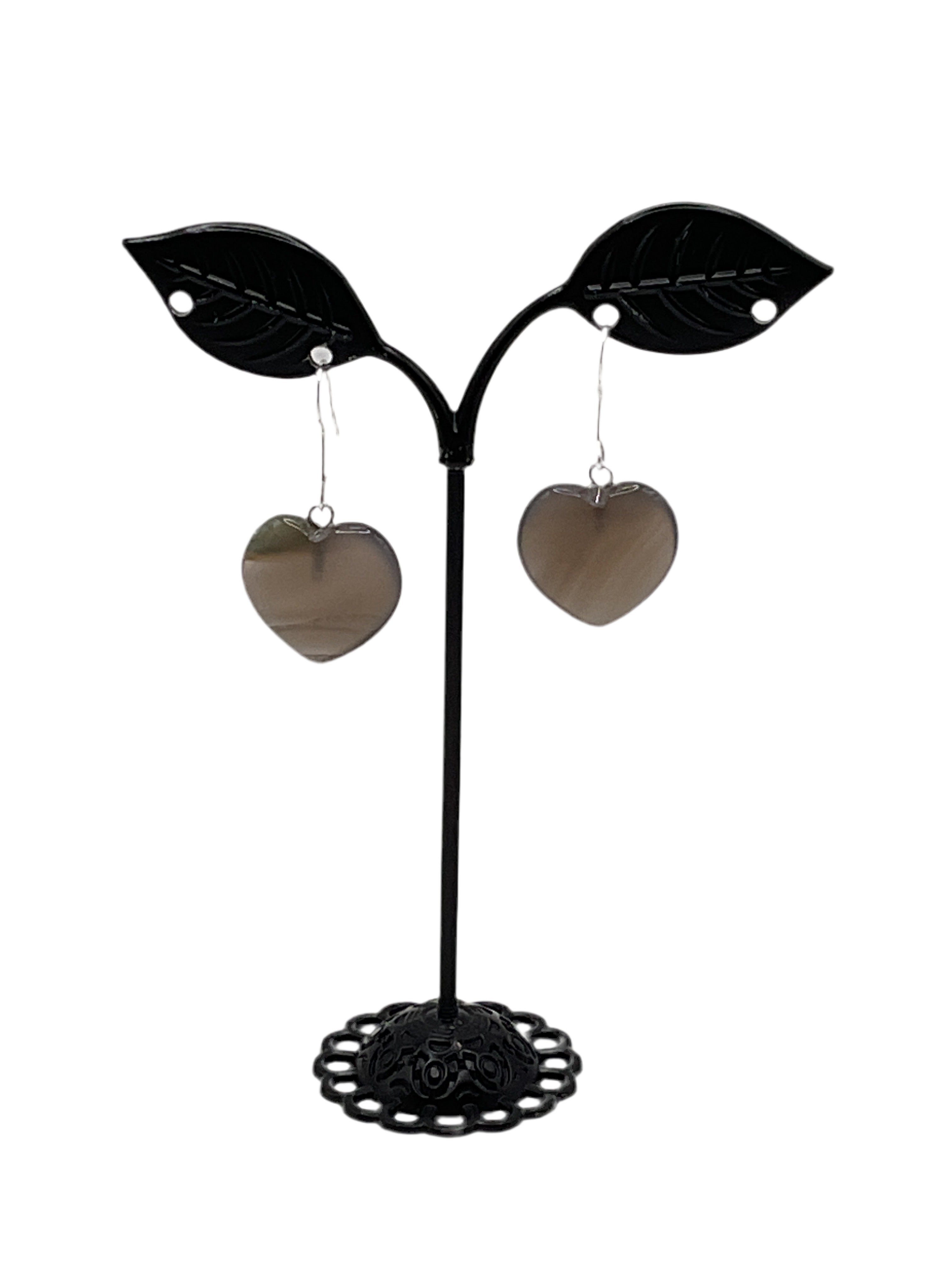Grey heart earrings