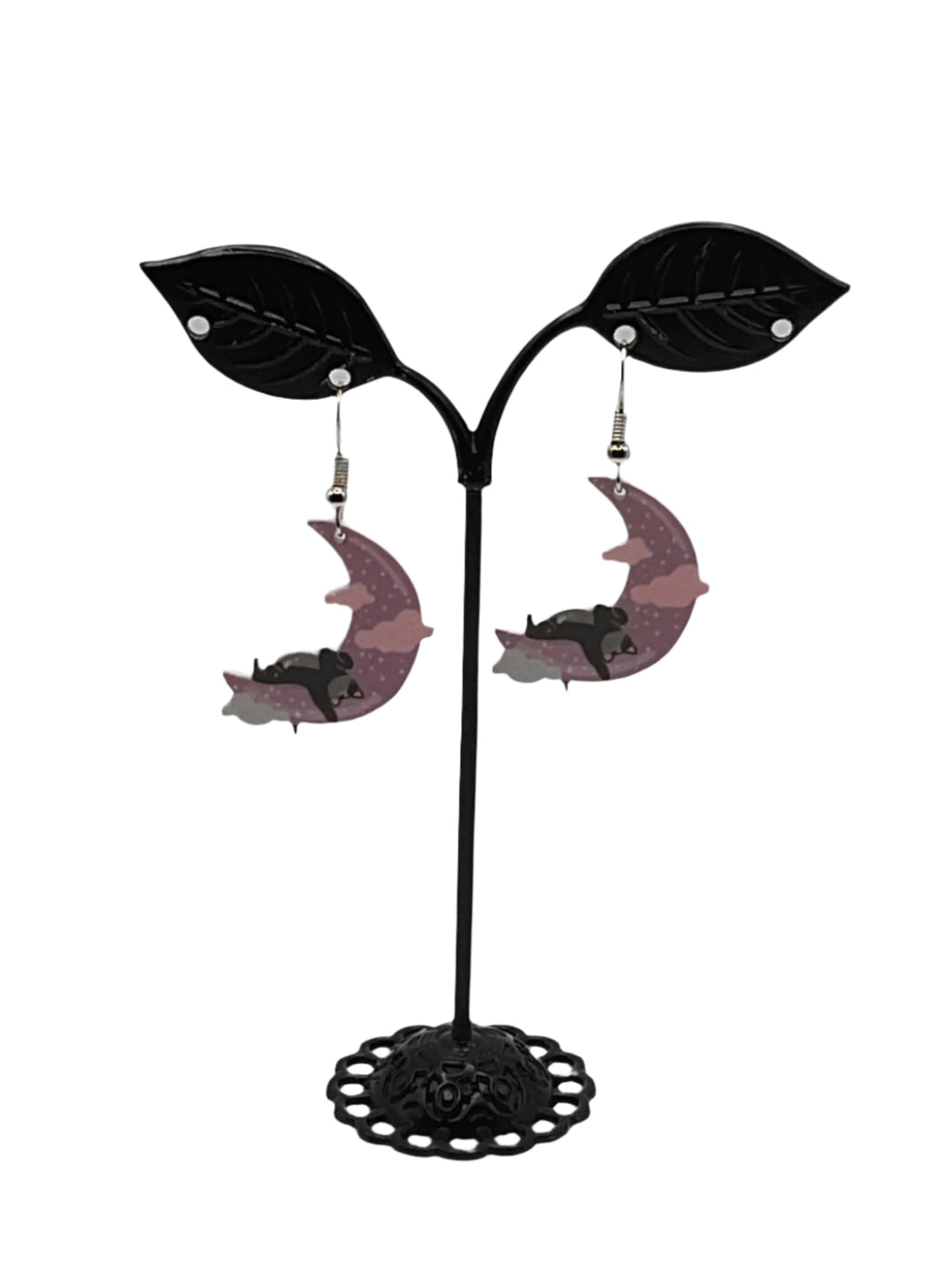 Cat on moon Earrings