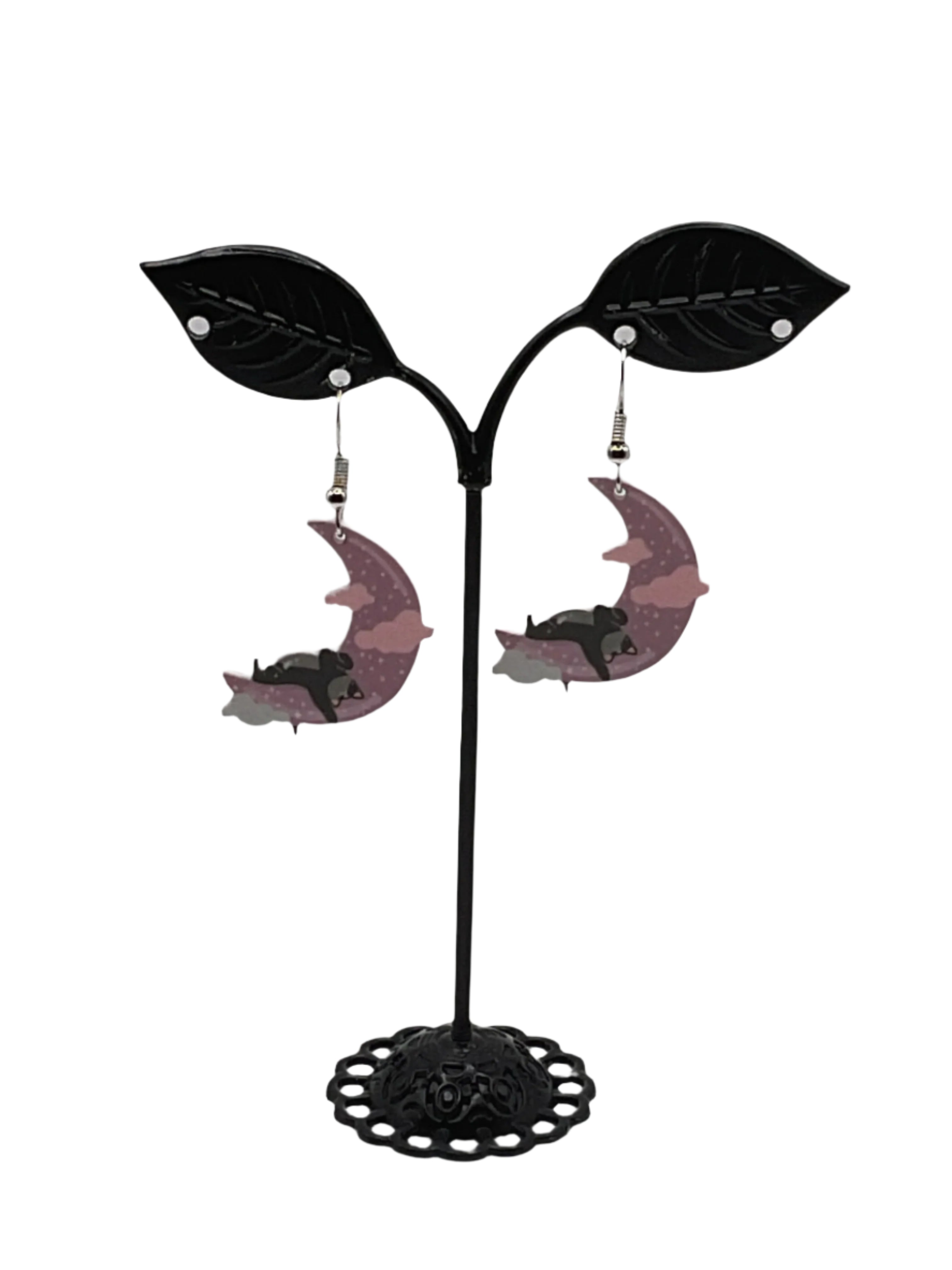 Cat on moon Earrings