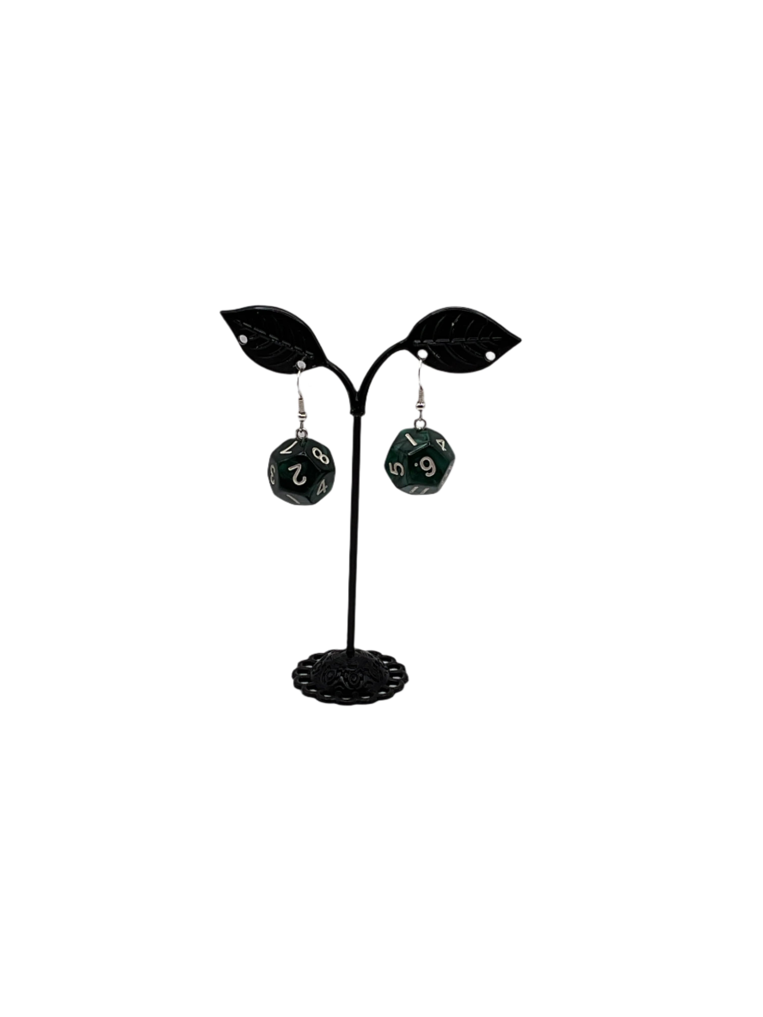 D12 Green Dice Earrings