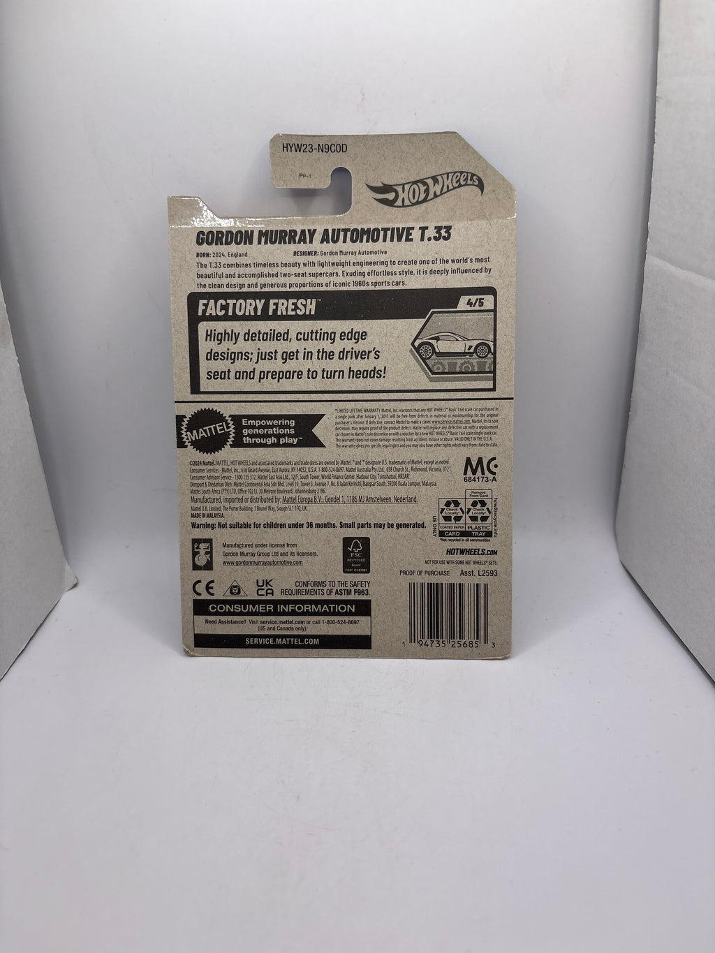Hot Wheels Gordon Murray Automotive T.33 Diecast