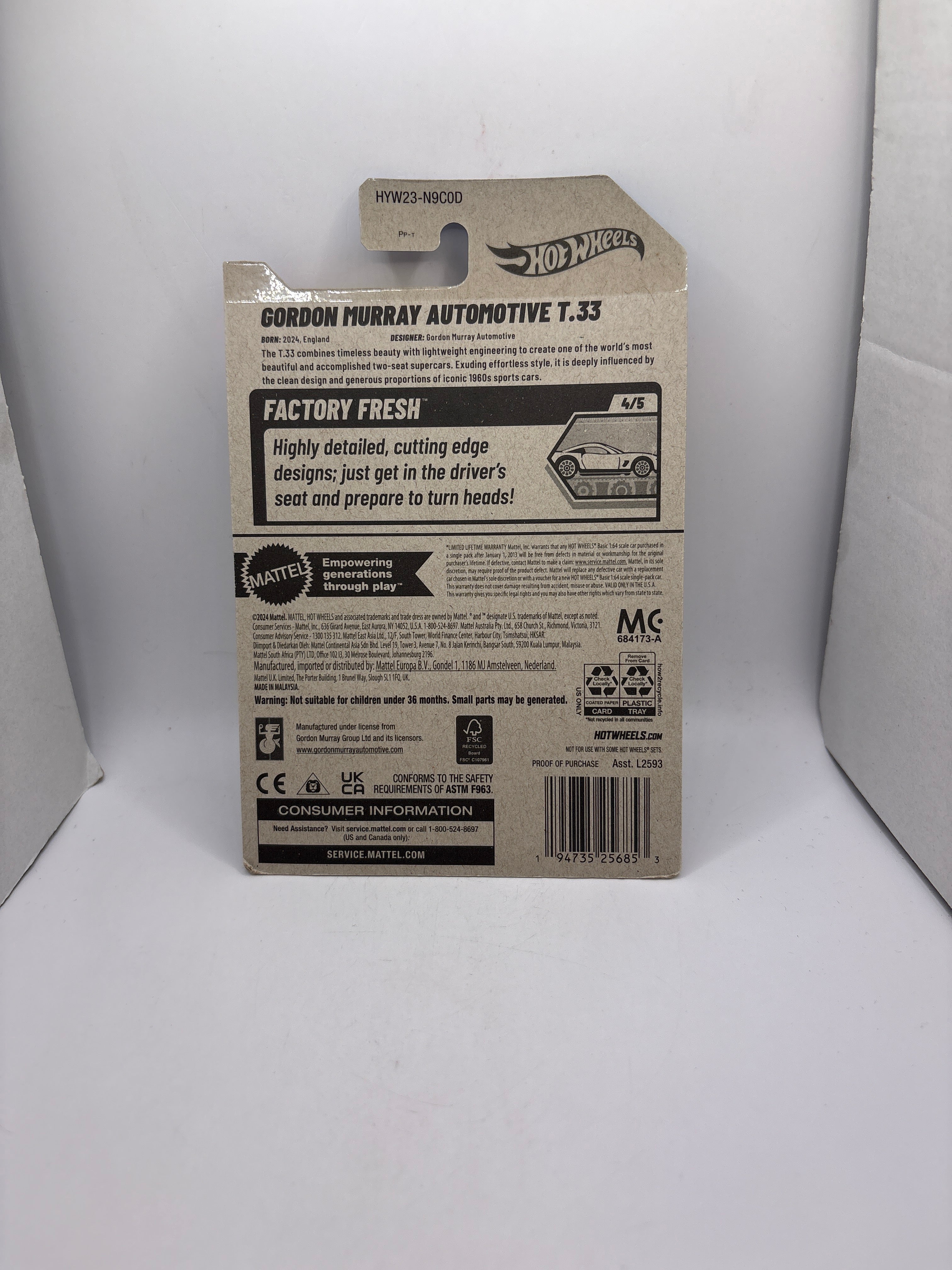 Hot Wheels Gordon Murray Automotive T.33 Diecast