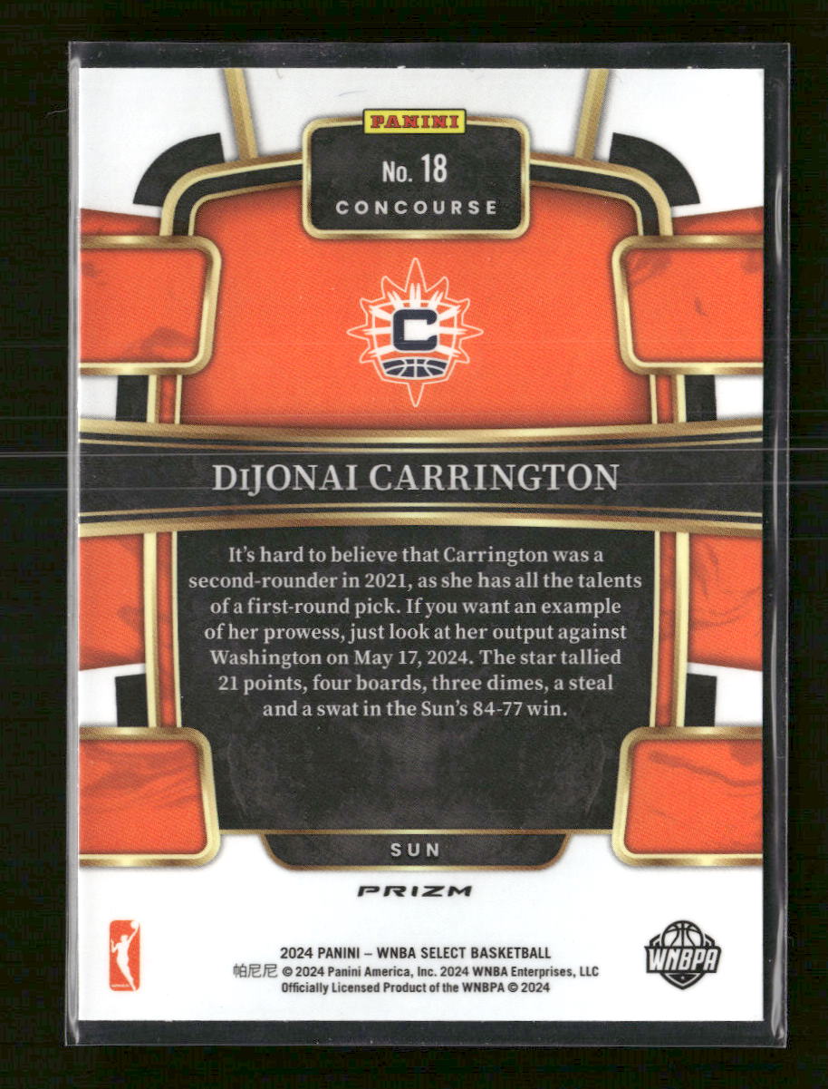 2024 Panini Select WNBA Prizms Tiger DiJonai Carrington #18
