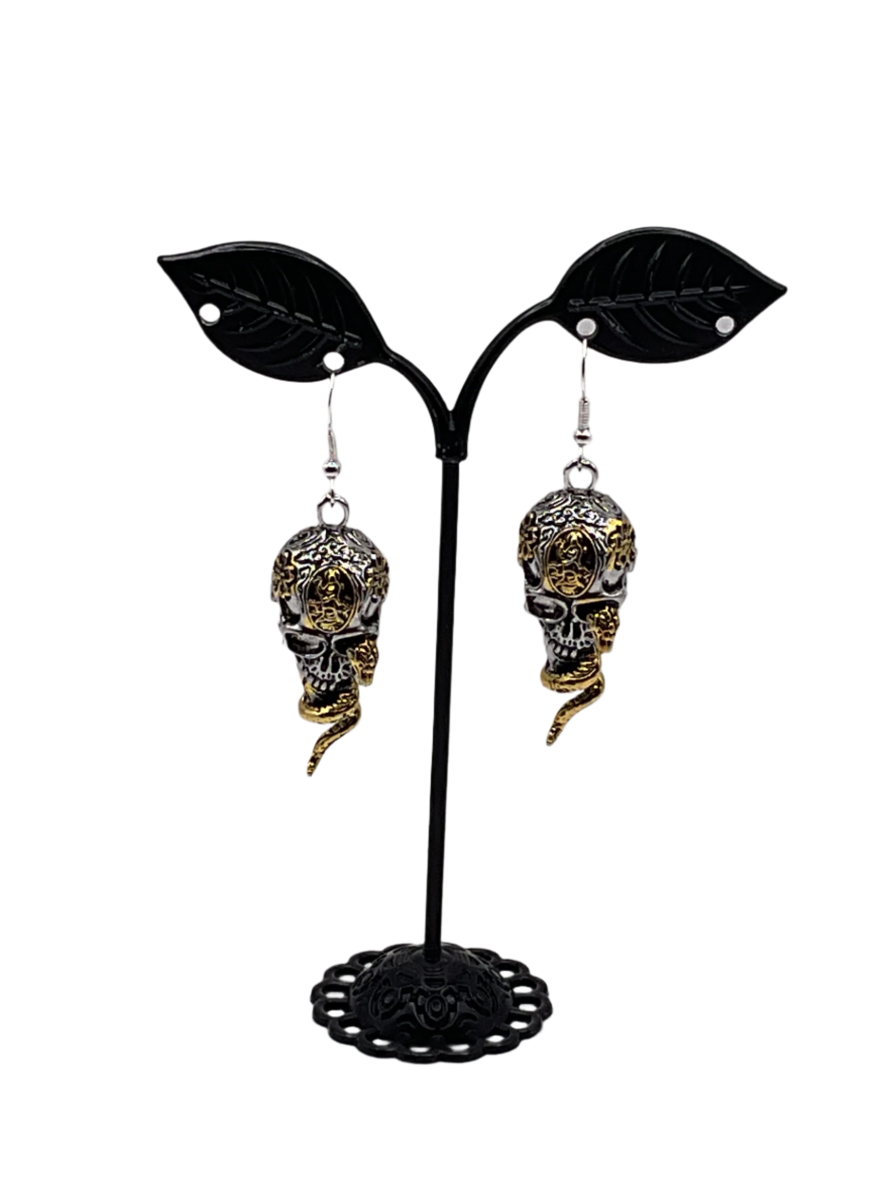Skull and snake earrings