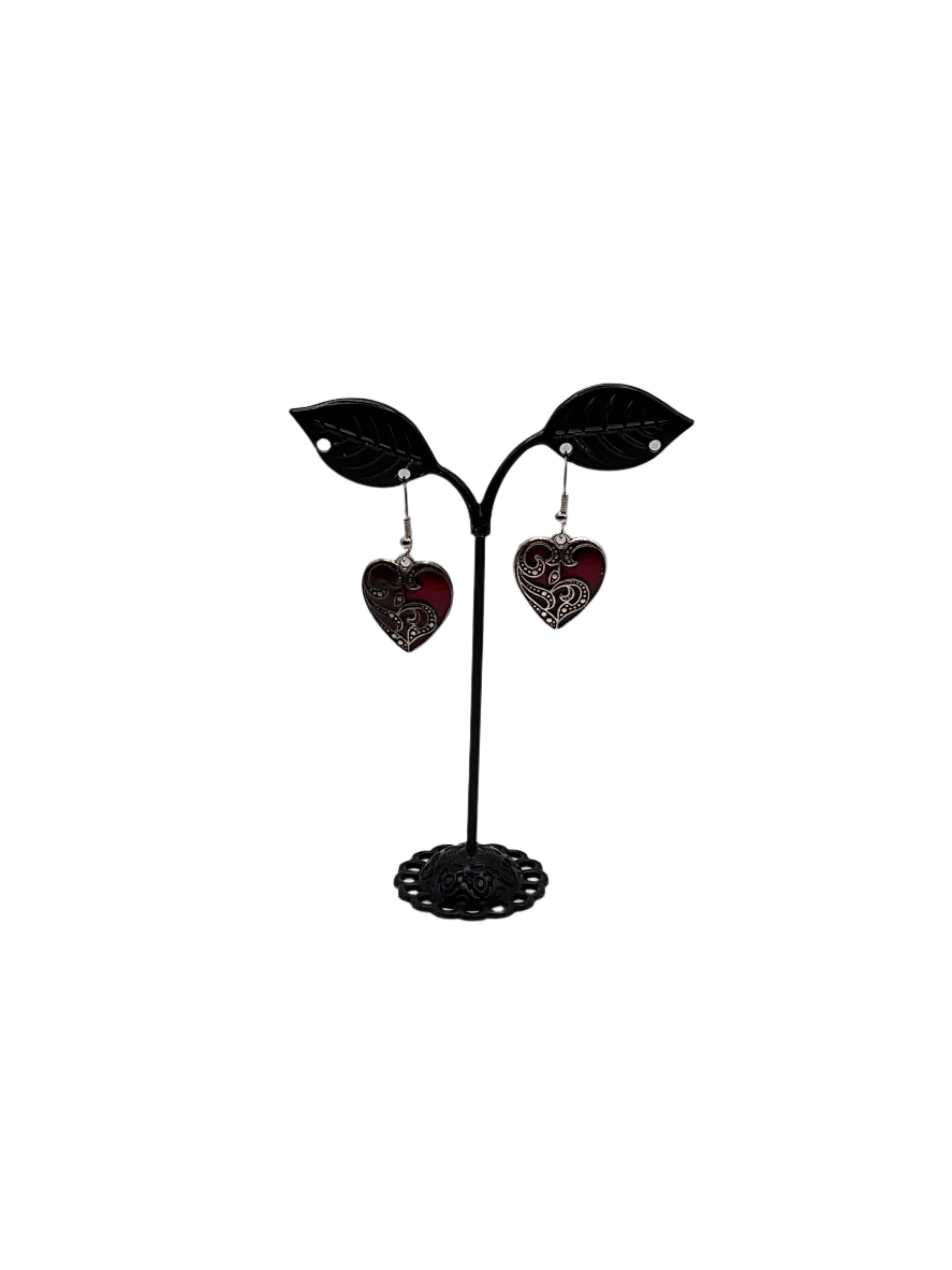 Red heart earrings