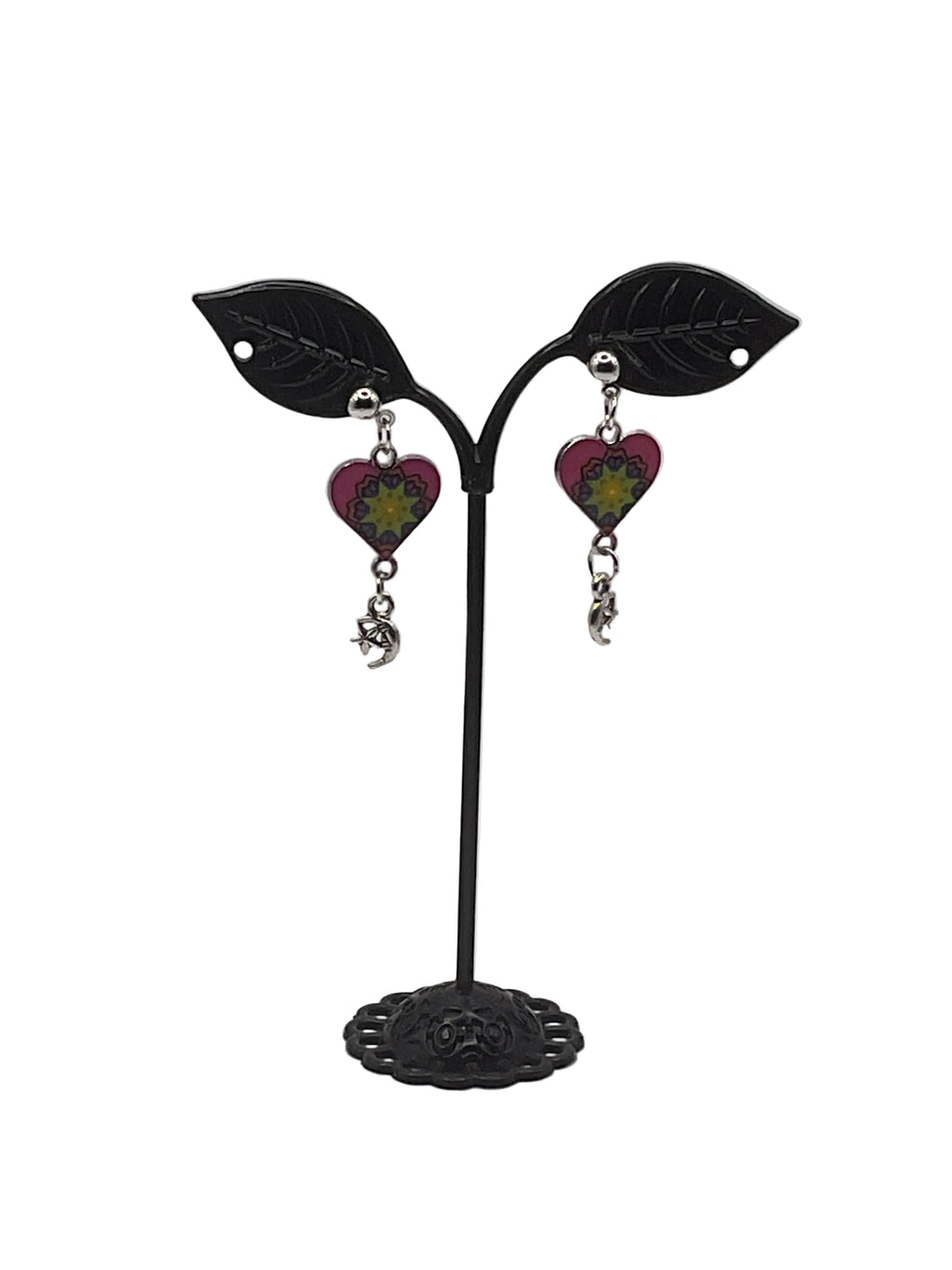 Dangling Heart and Charm Earrings