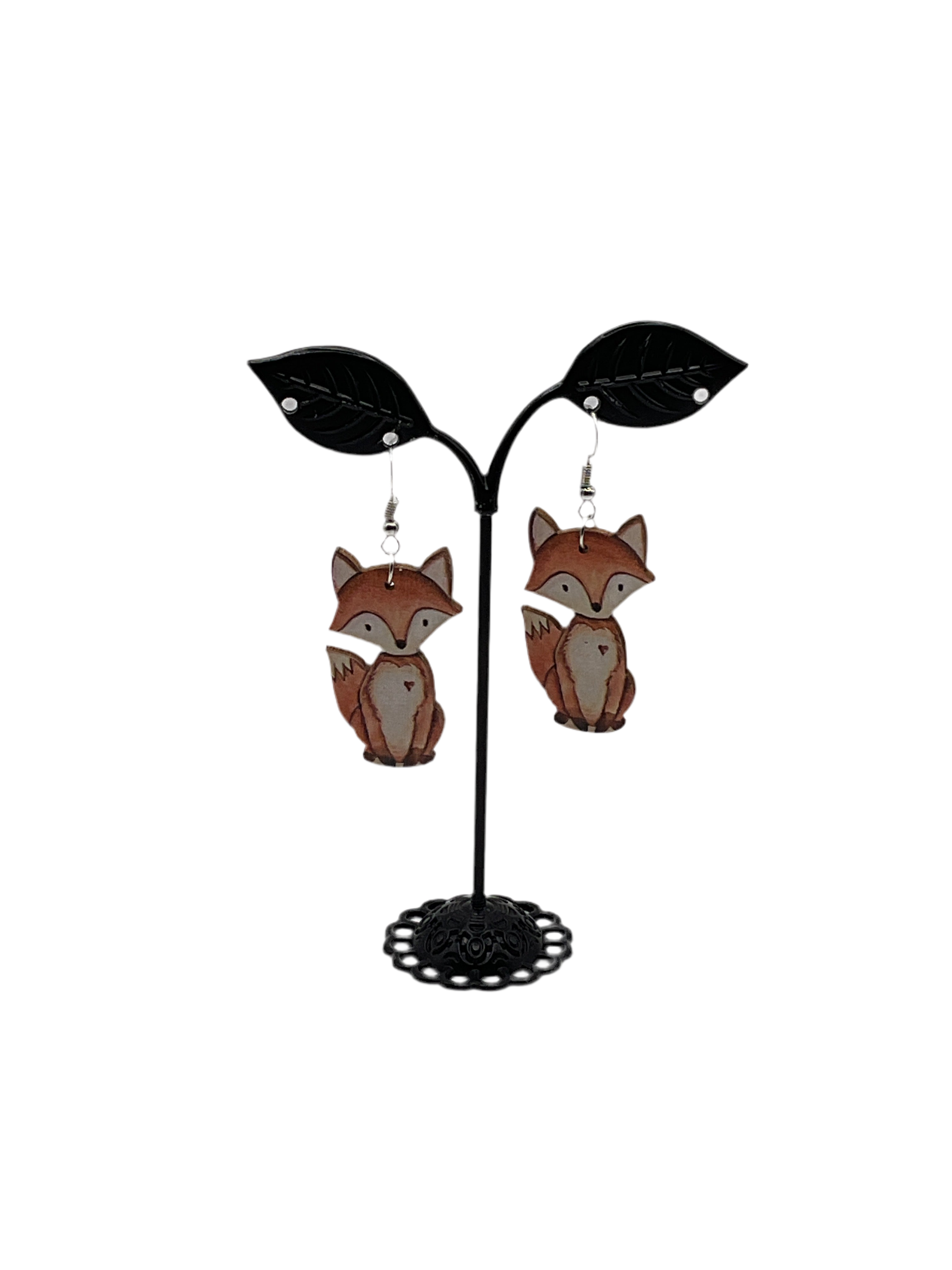 Wooden Fox Earrings