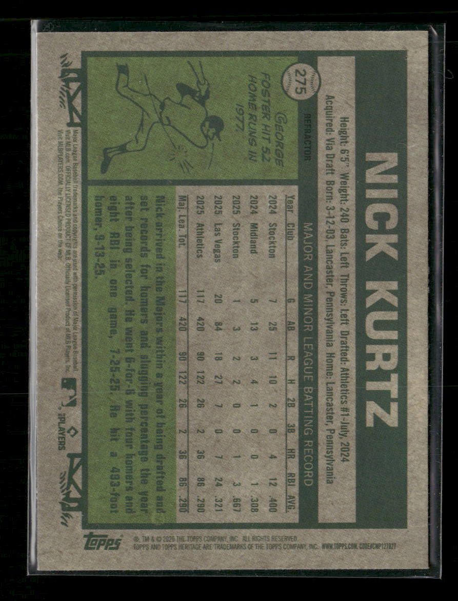 2026 Topps Heritage Chrome Nick Kurtz #275