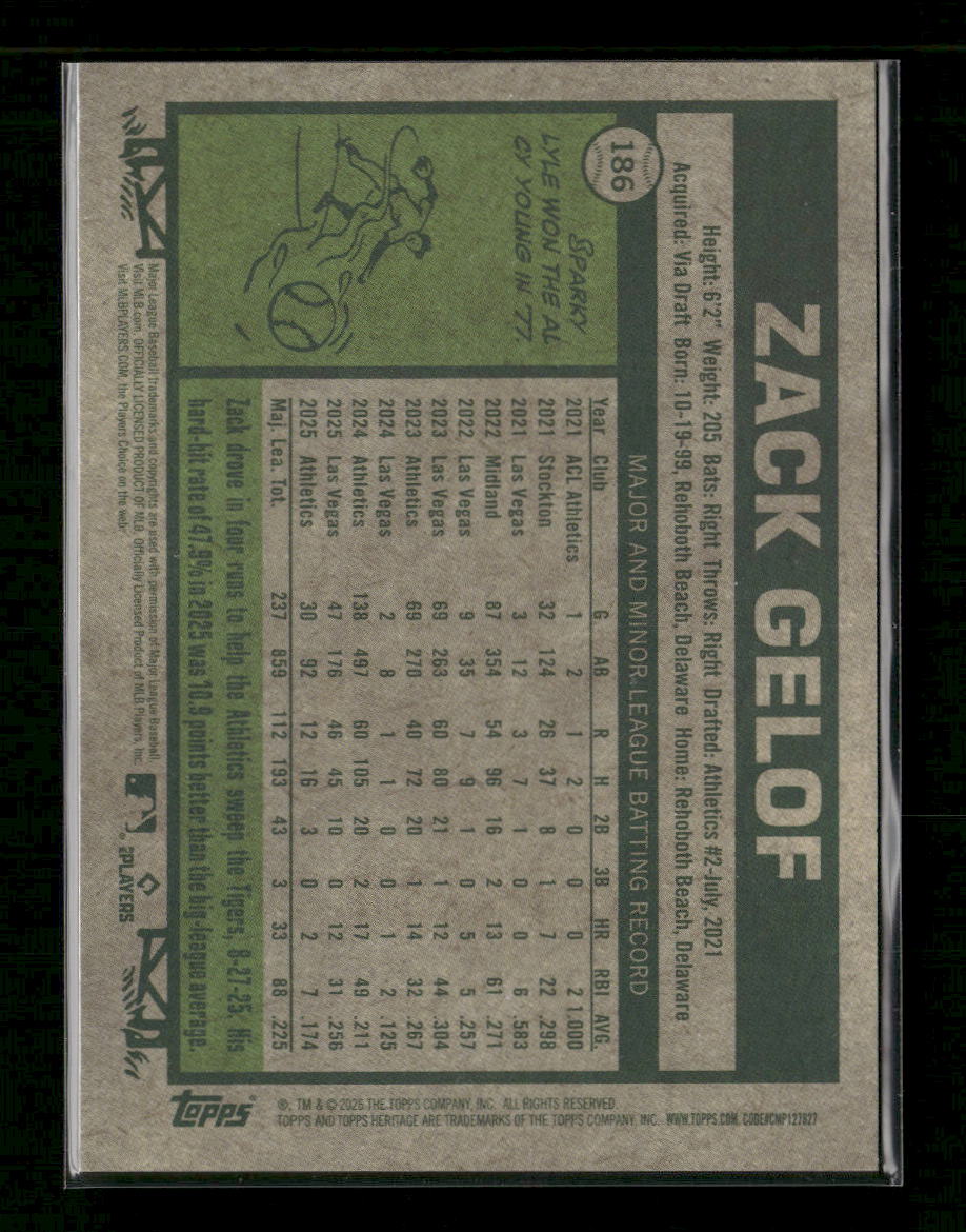 2026 Topps Heritage Chrome Orange Refractors Zack Gelof #/25 #186