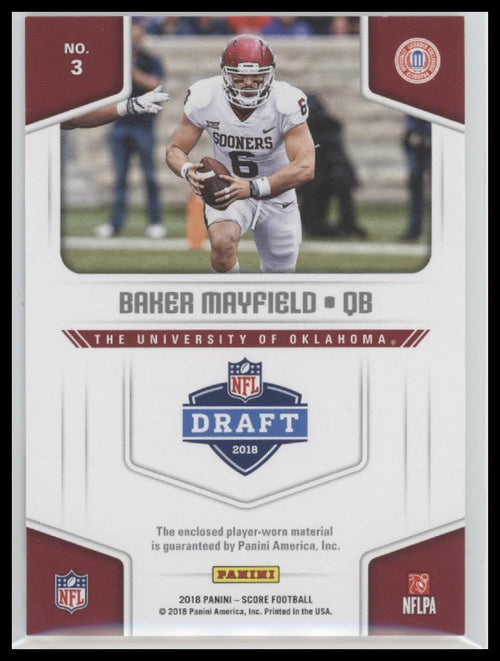 2018 Score Collegiate Jerseys Baker Mayfield #3