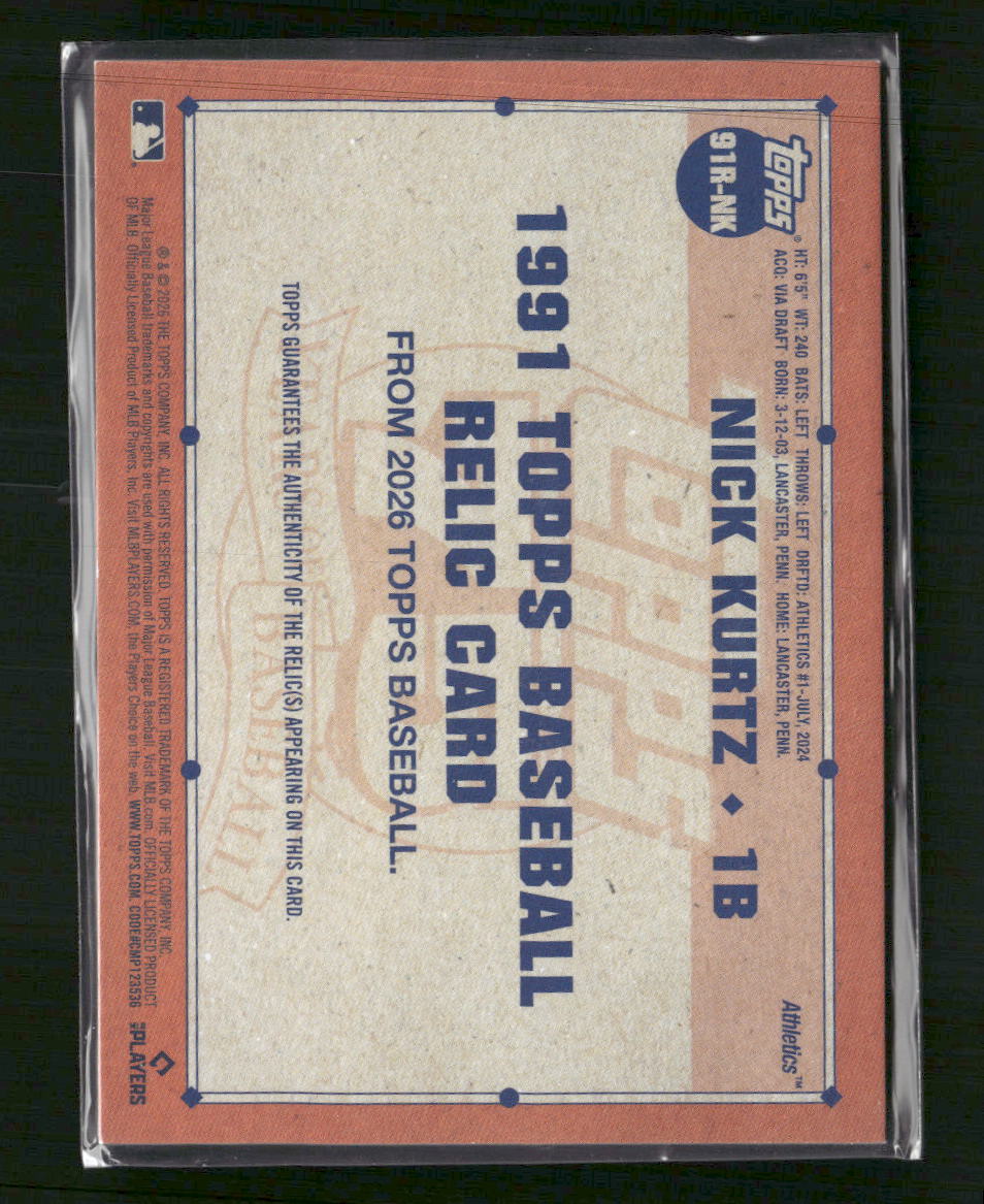 2026 Topps Baseball 35th Anniversary Relics Green Nick Kurtz #/99 #91R-NK