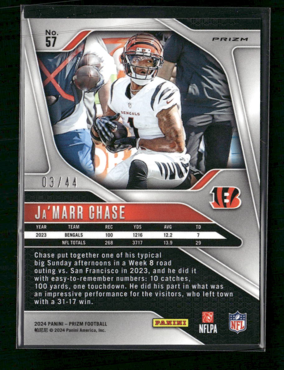 2024 Panini Prizm Red and Yellow Ja'Marr Chase #/44 #57
