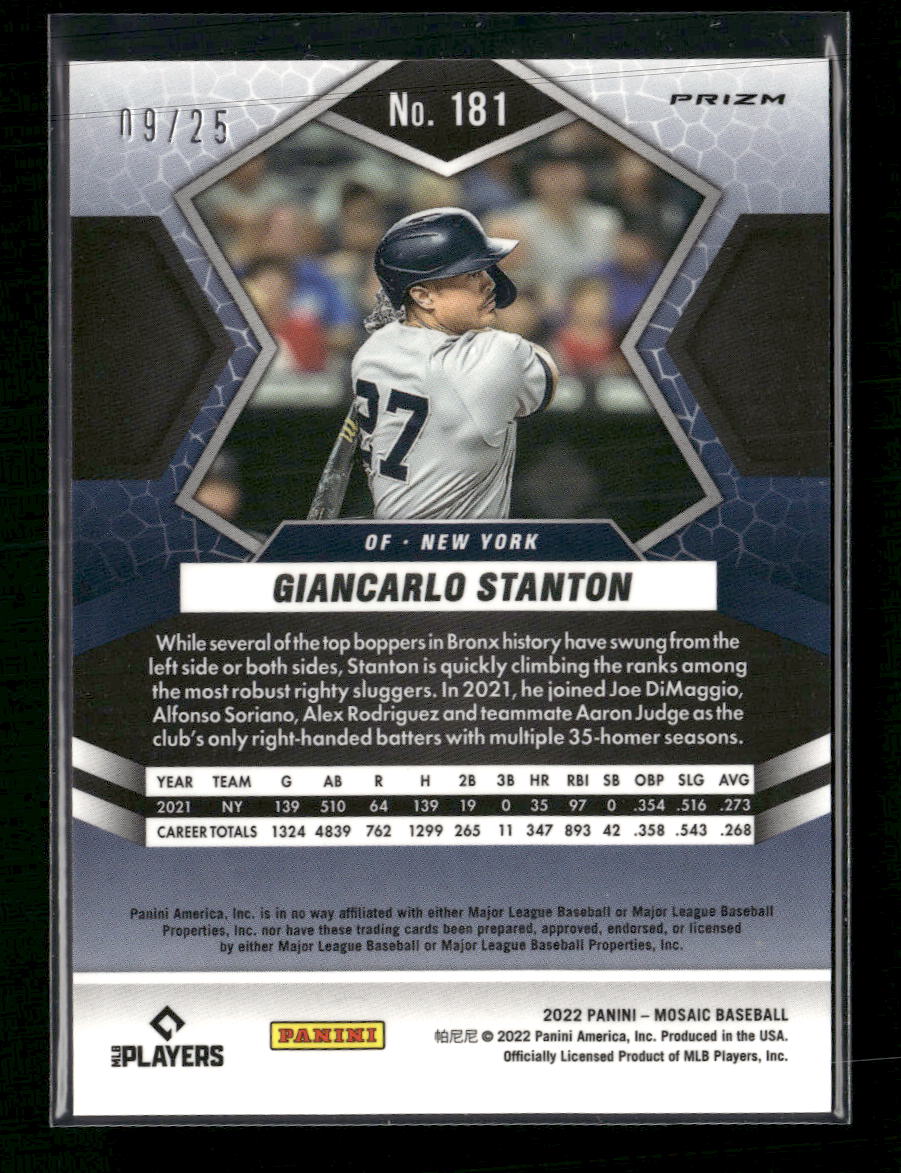 2022 Panini Mosaic White Mosaic Giancarlo Stanton #/25 #181