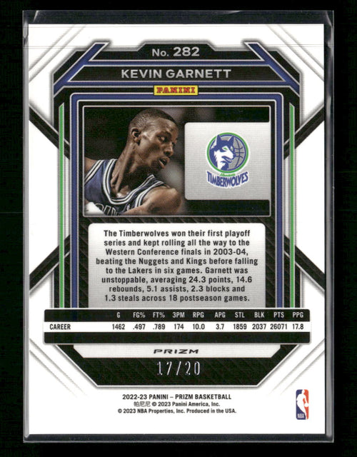2022-23 Panini Prizm Prizms Fast Break Bronze Kevin Garnett #/20 #282
