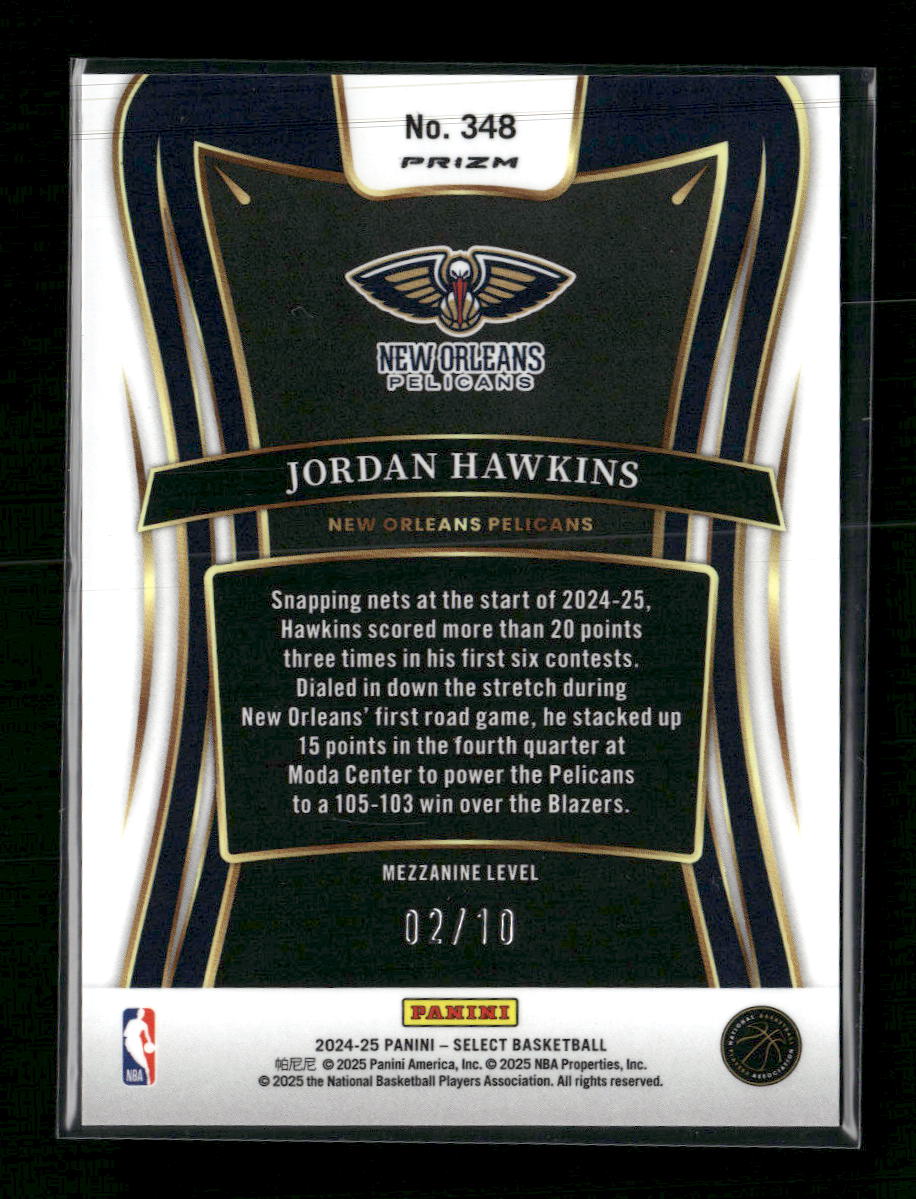 2024-25 Panini Select Gold Cracked Ice Prizm Jordan Hawkins #/10 #348