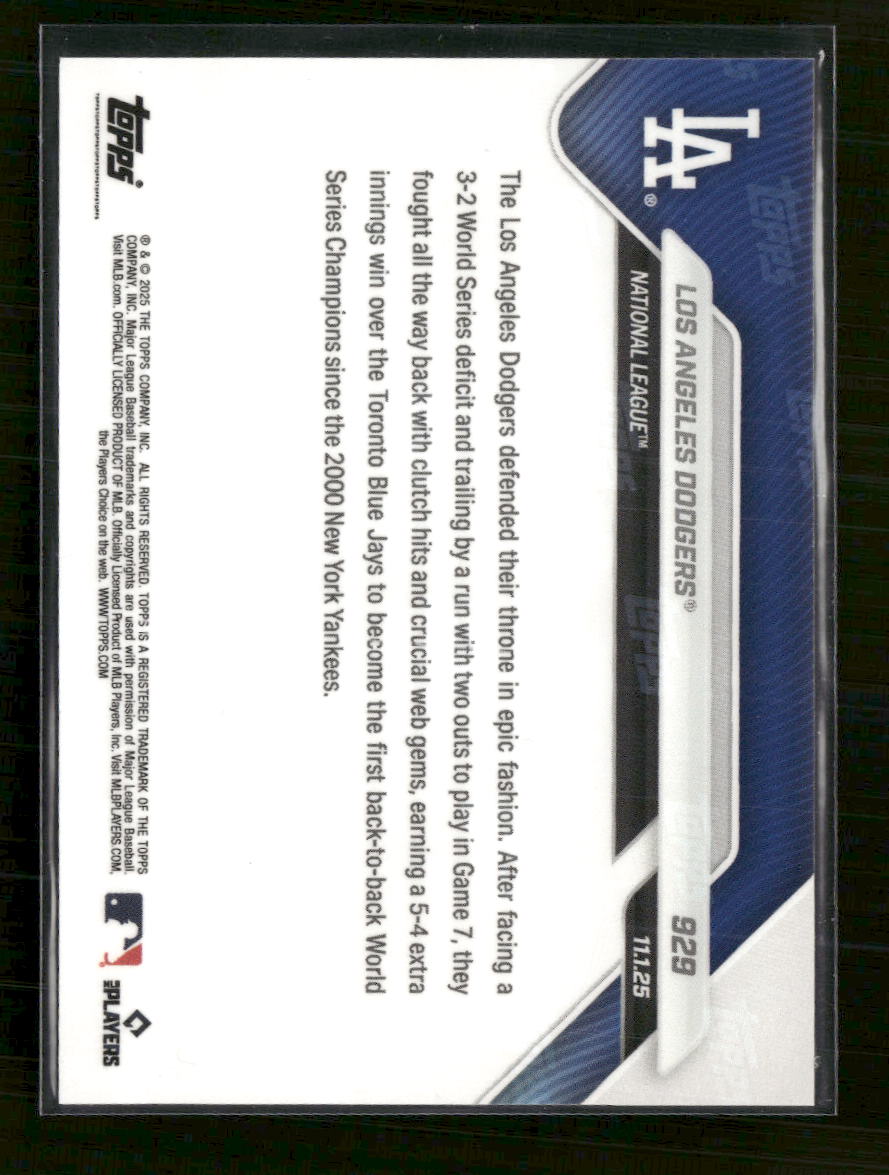 2025 Topps Now Los Angeles Dodgers #929