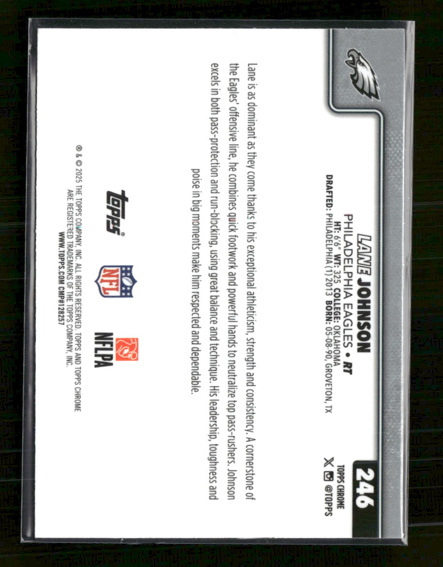 2025 Topps Chrome Football Leather Purple Lane Johnson #/75 #246