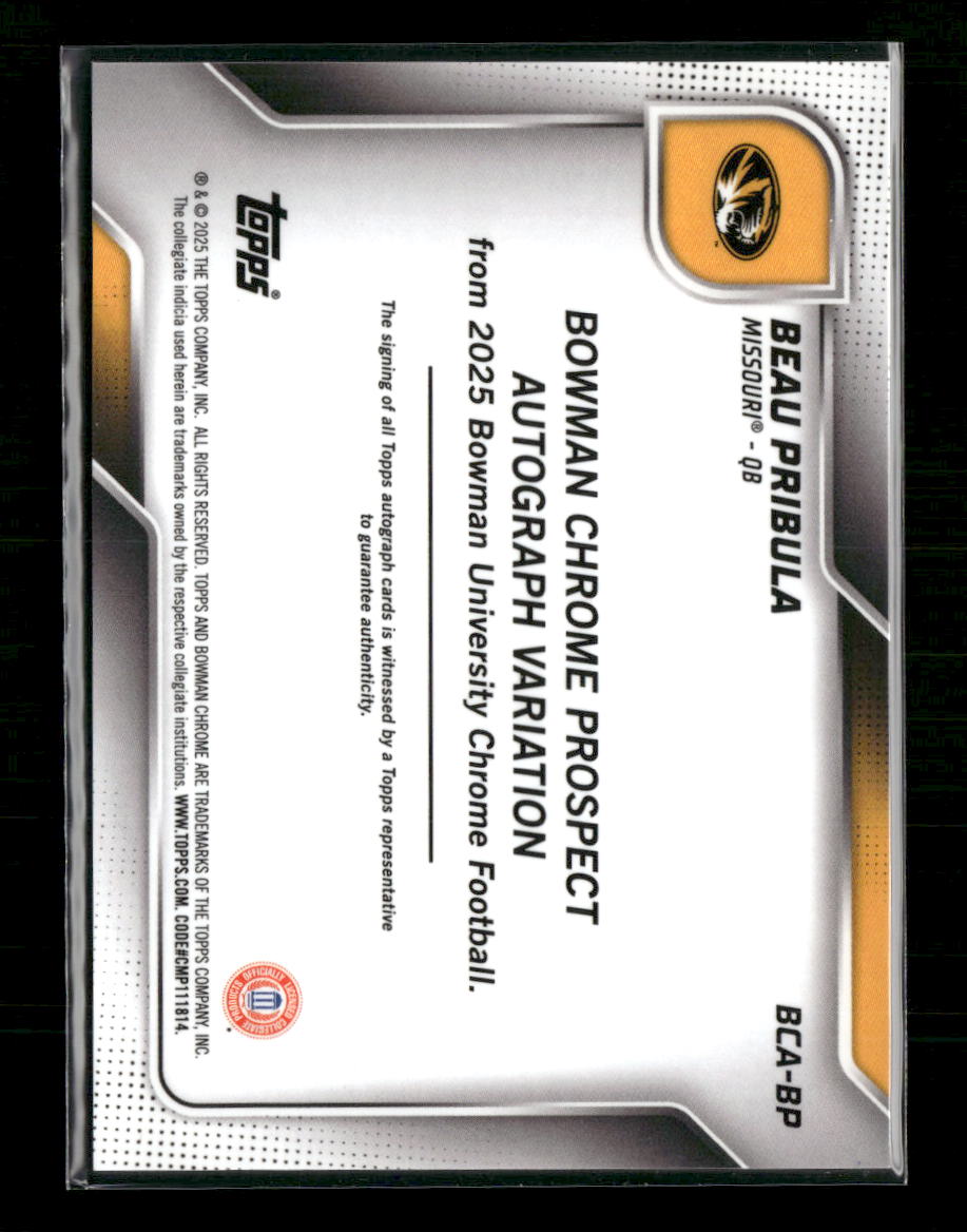 2025 Bowman University Chrome Prospect Auto Refractor Beau Pribula #/299 #BCA-BP
