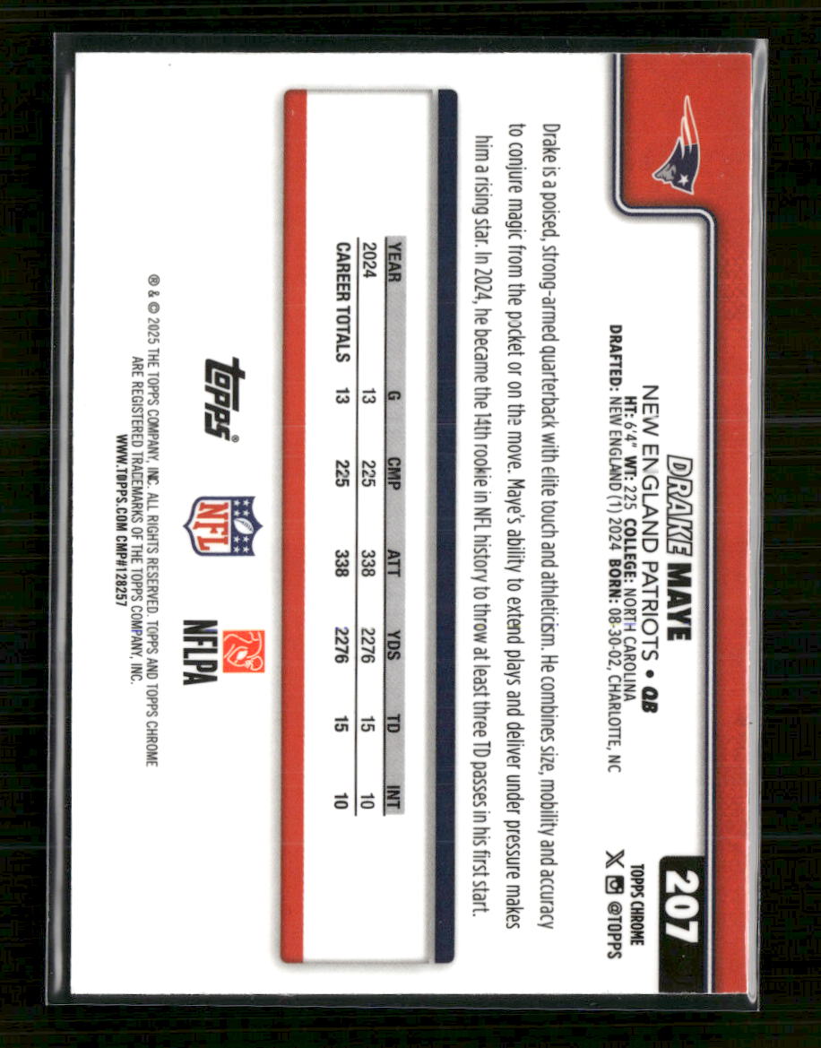 2025 Topps Chrome X-Fractor Drake Maye #207