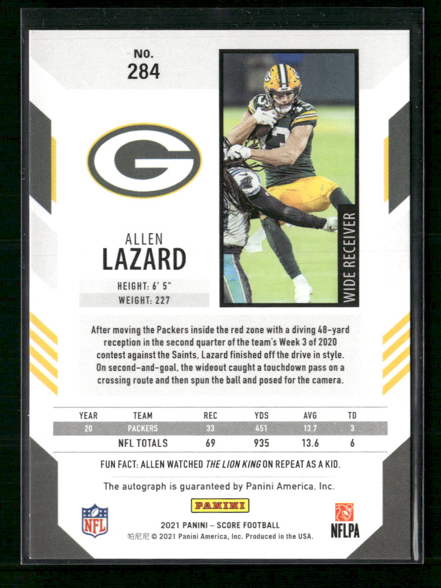 2021 Score Red Zone Allen Lazard #/20 #284