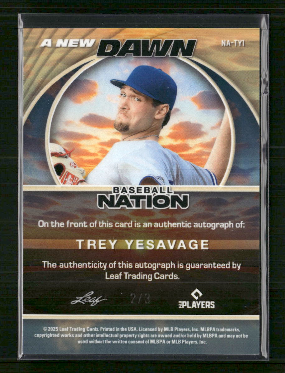 2025 Leaf Nation A New Dawn Auto Lava Blue #/3 Trey Yesavage #NA-TY1
