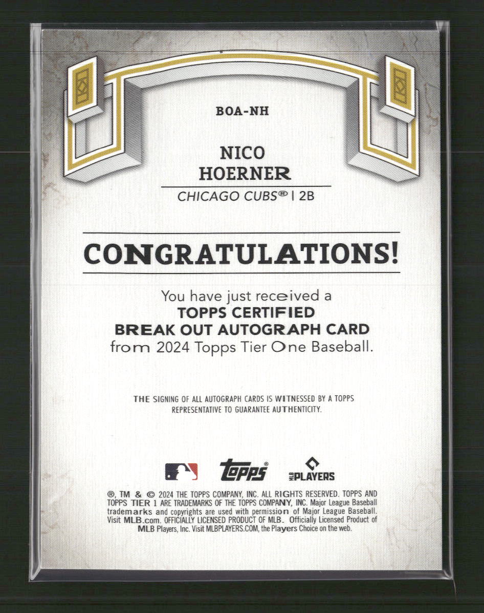 2024 Topps Tier One Break Out Auto Gold Foil Nico Hoerner #BOA-NH