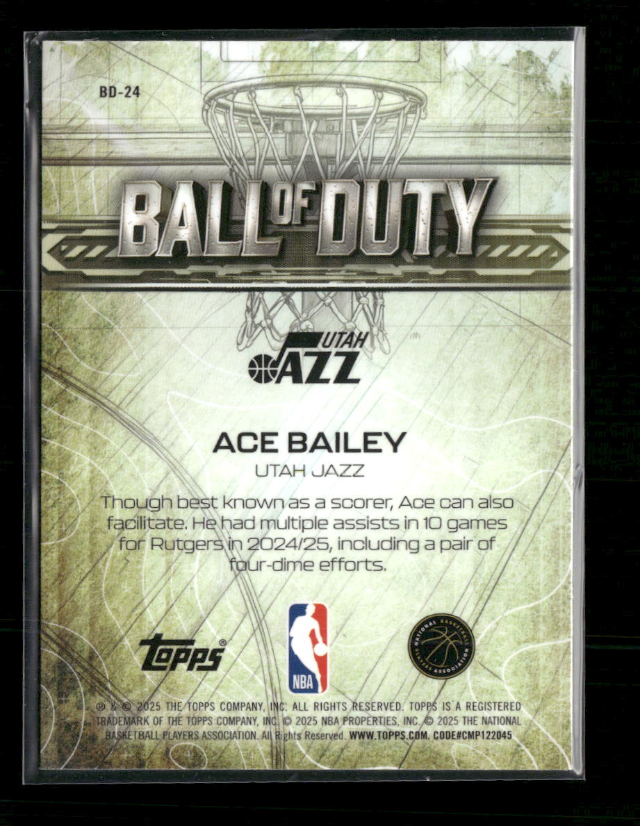 2025-26 Topps Chrome Ball of Duty Yellow Refractor Ace Bailey #/275 #BD-24