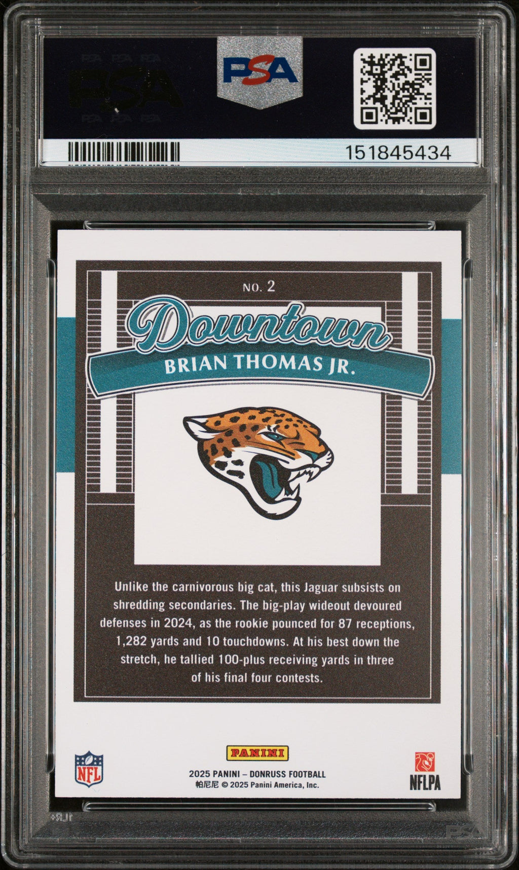 2025 Panini Donruss Downtown Brian Thomas Jr. 9 PSA #2