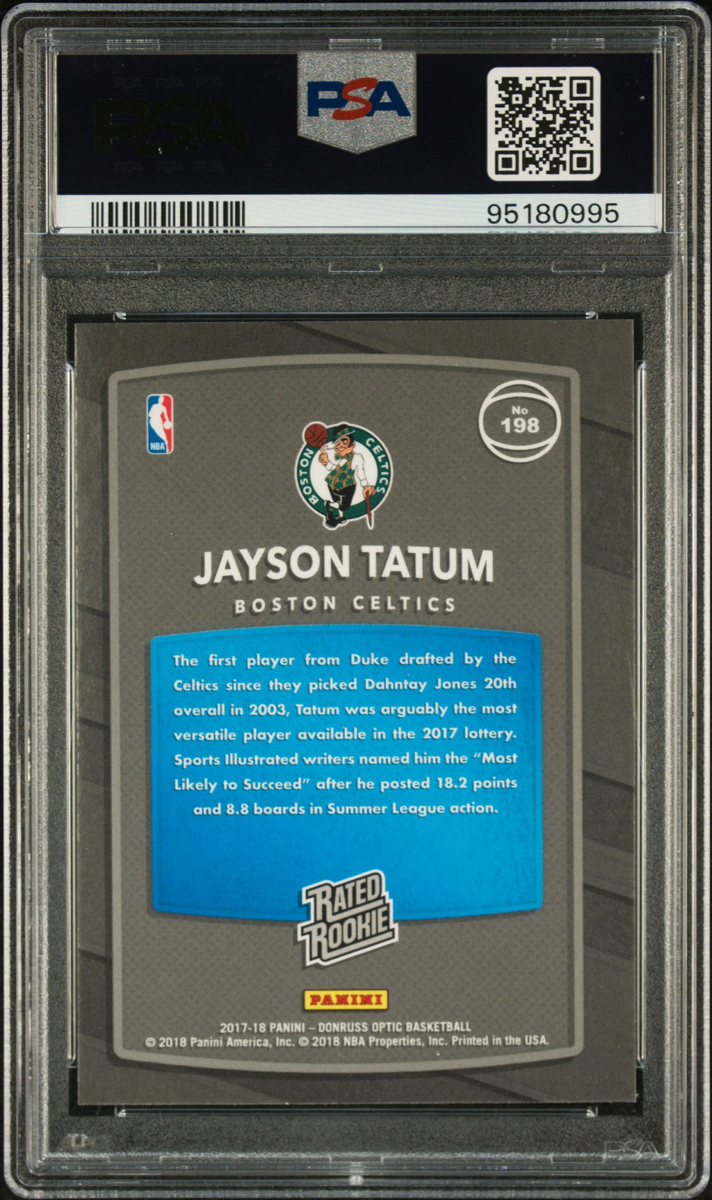 2017 Panini Donruss Optic Jayson Tatum 10 PSA #198