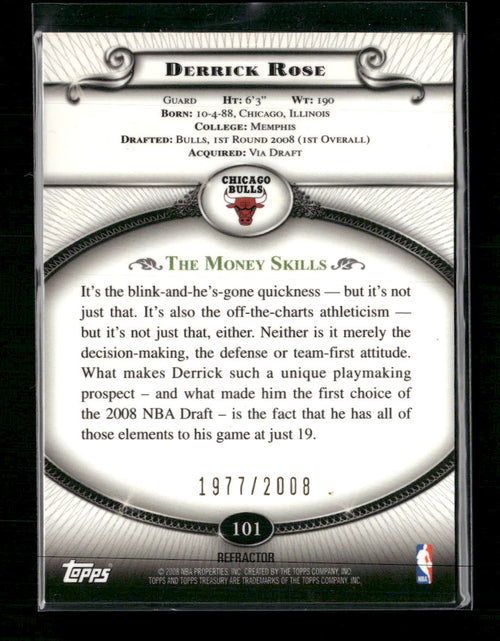 2008-09 Topps Treasury Refractors Bronze Derrick Rose Rookie #/2008 #101