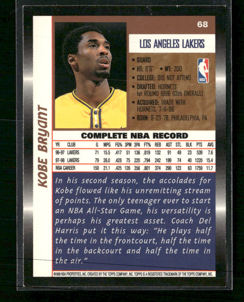 1998-99 Topps O-Pee-Chee Kobe Bryant #68