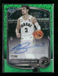 2025-26 Bowman Chrome Prospect Autographs Green Shimmer Braden Smith /99