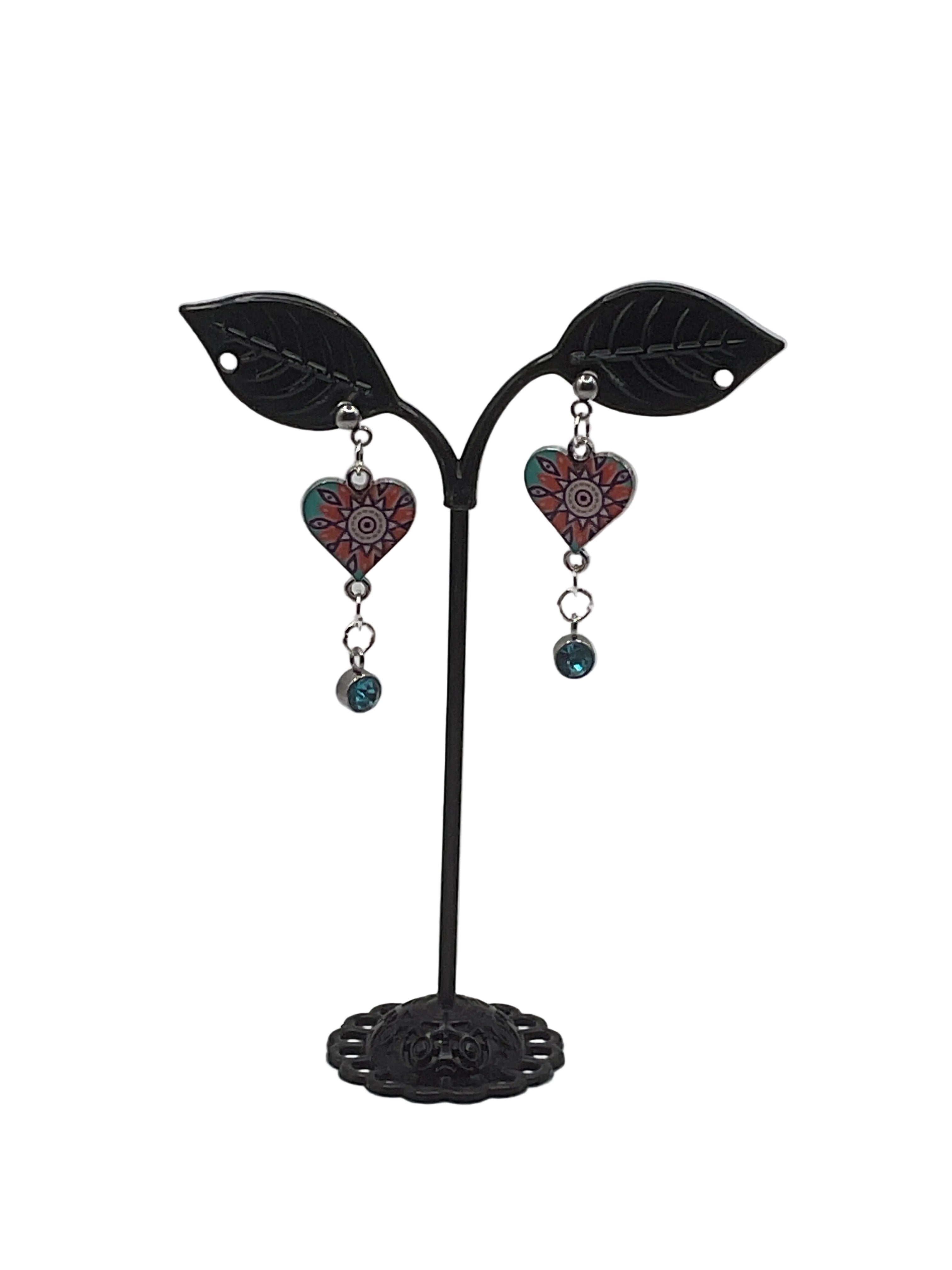 Dangling Heart and Charm Earrings