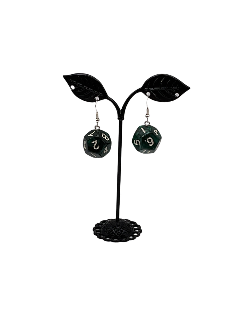 D12 Green Dice Earrings