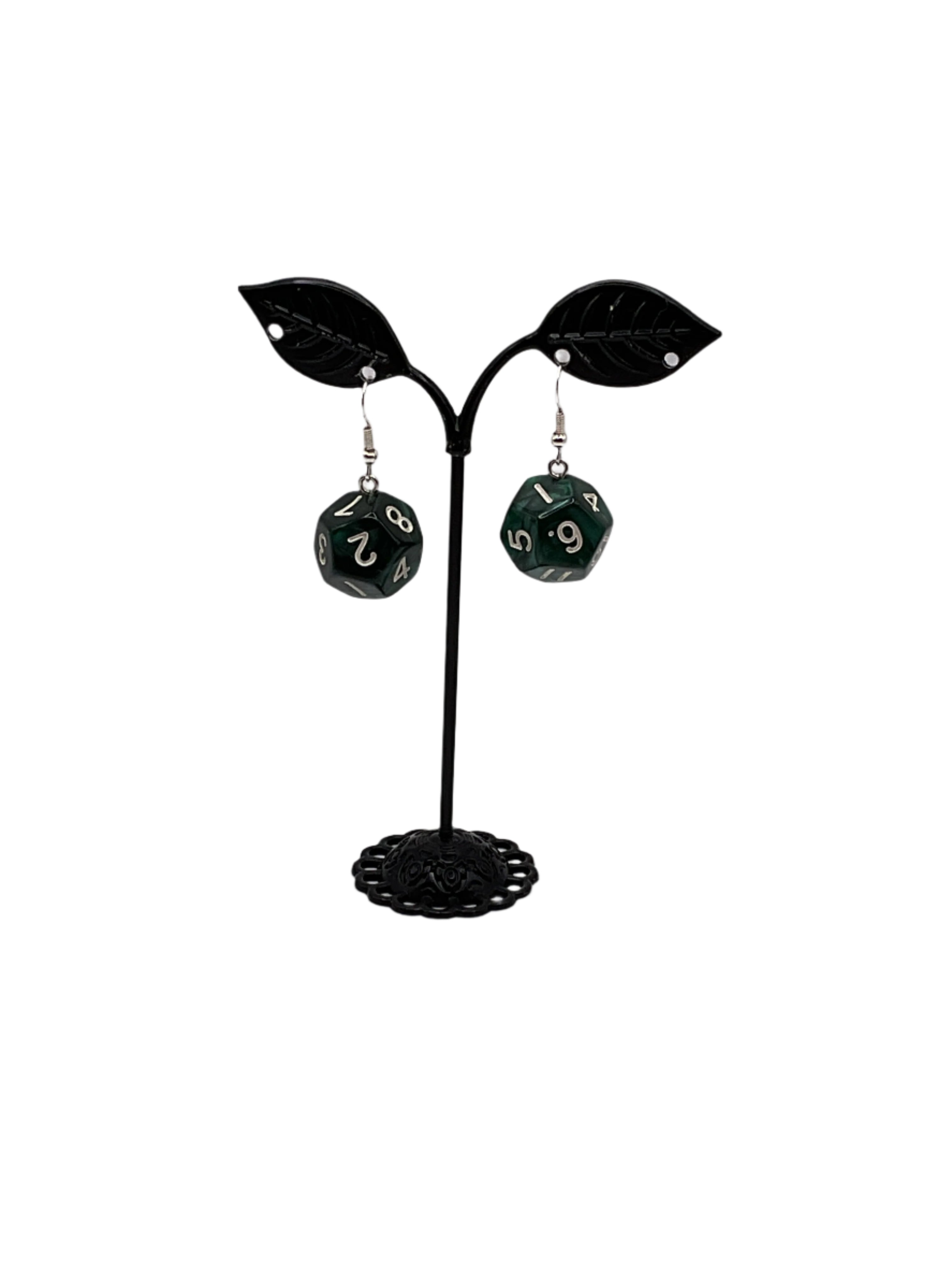 D12 Green Dice Earrings