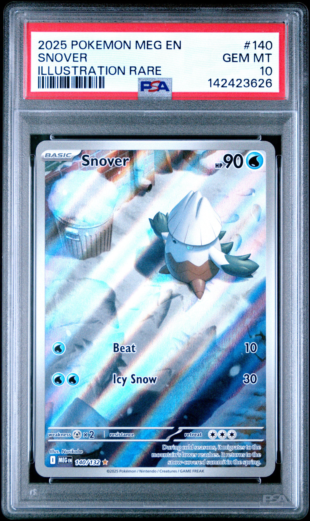 2025 Pokemon Meg En-Mega Evolution Illustration Rare Snover 10 PSA #140