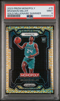 2023 Panini Prizm Monopoly Gold Millionaire Shimmer Brandon Miller 9 PSA #15