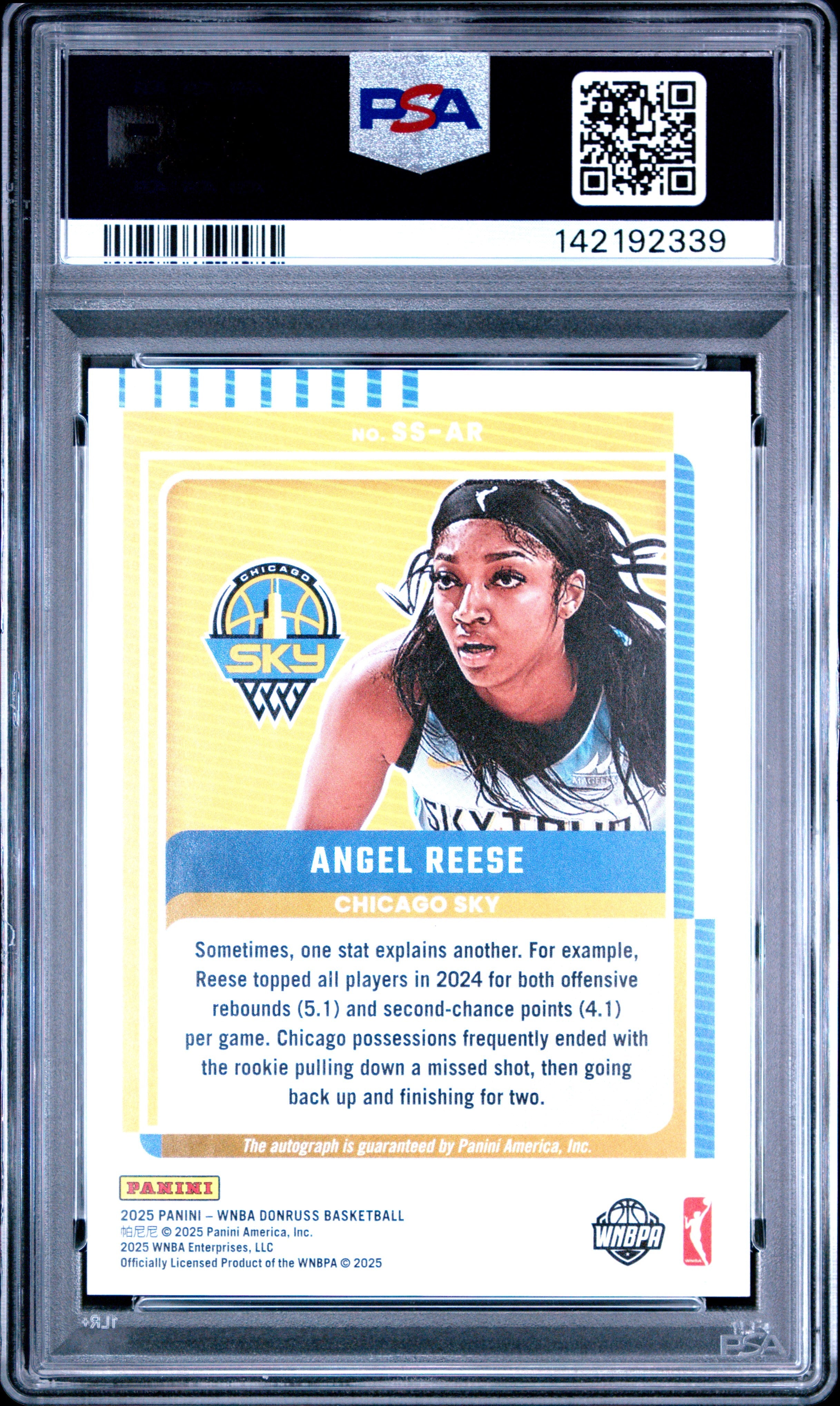 2025 Panini Donruss Wnba Signature Series-Holo Laser Angel Reese 8 PSA #SS-AR