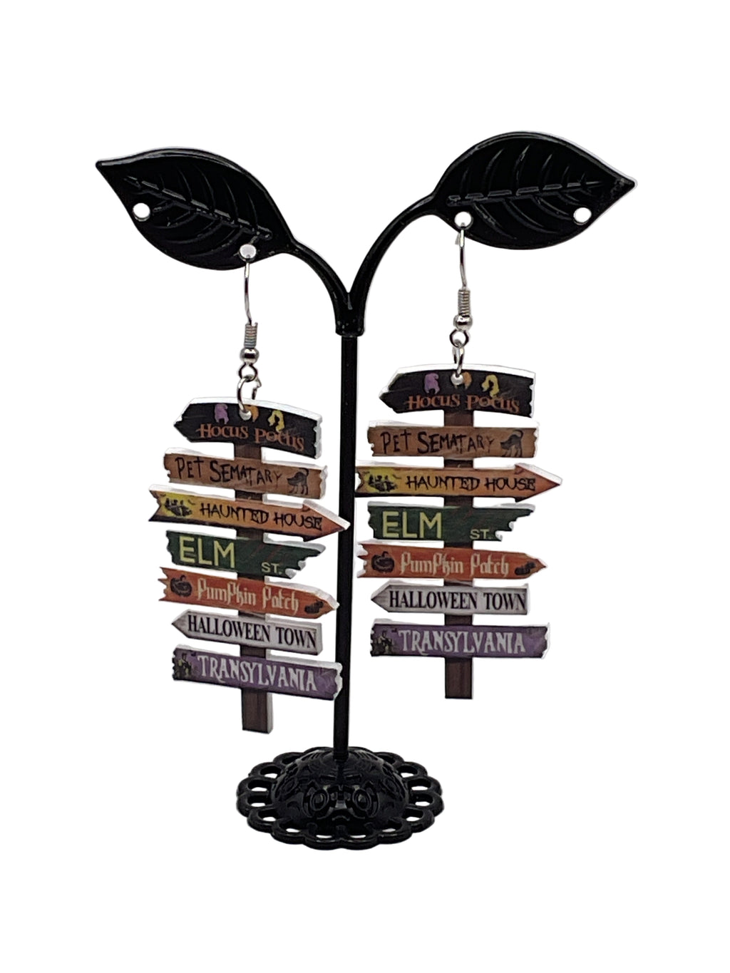 Halloween signpost earrings